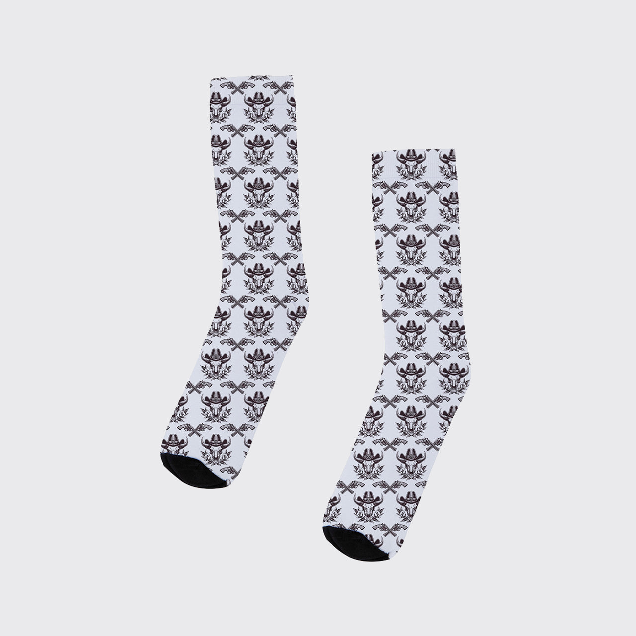 A Cow Skull In A Hat Printed Cotton Socks