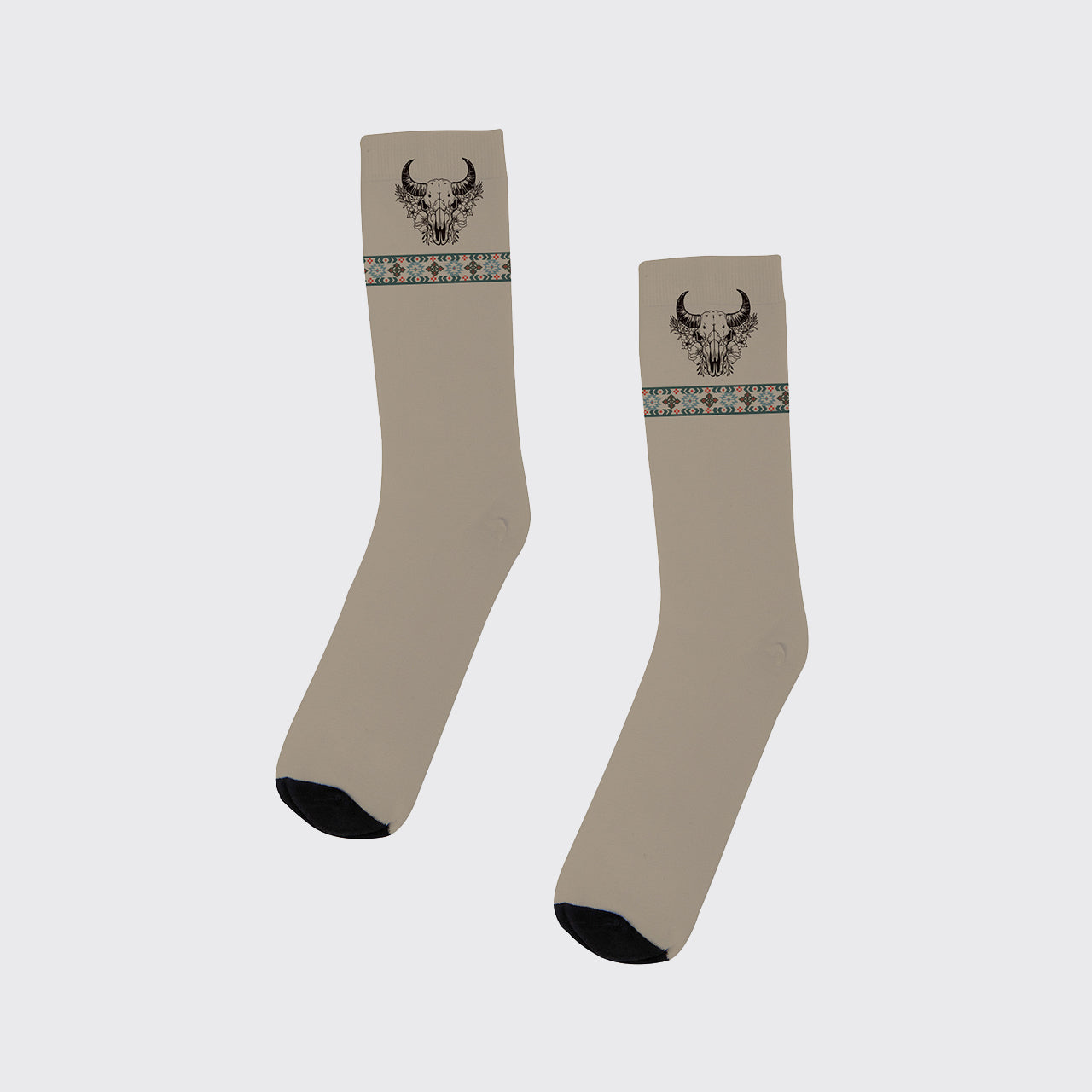 Bull Head Flower Printed Cotton Socks