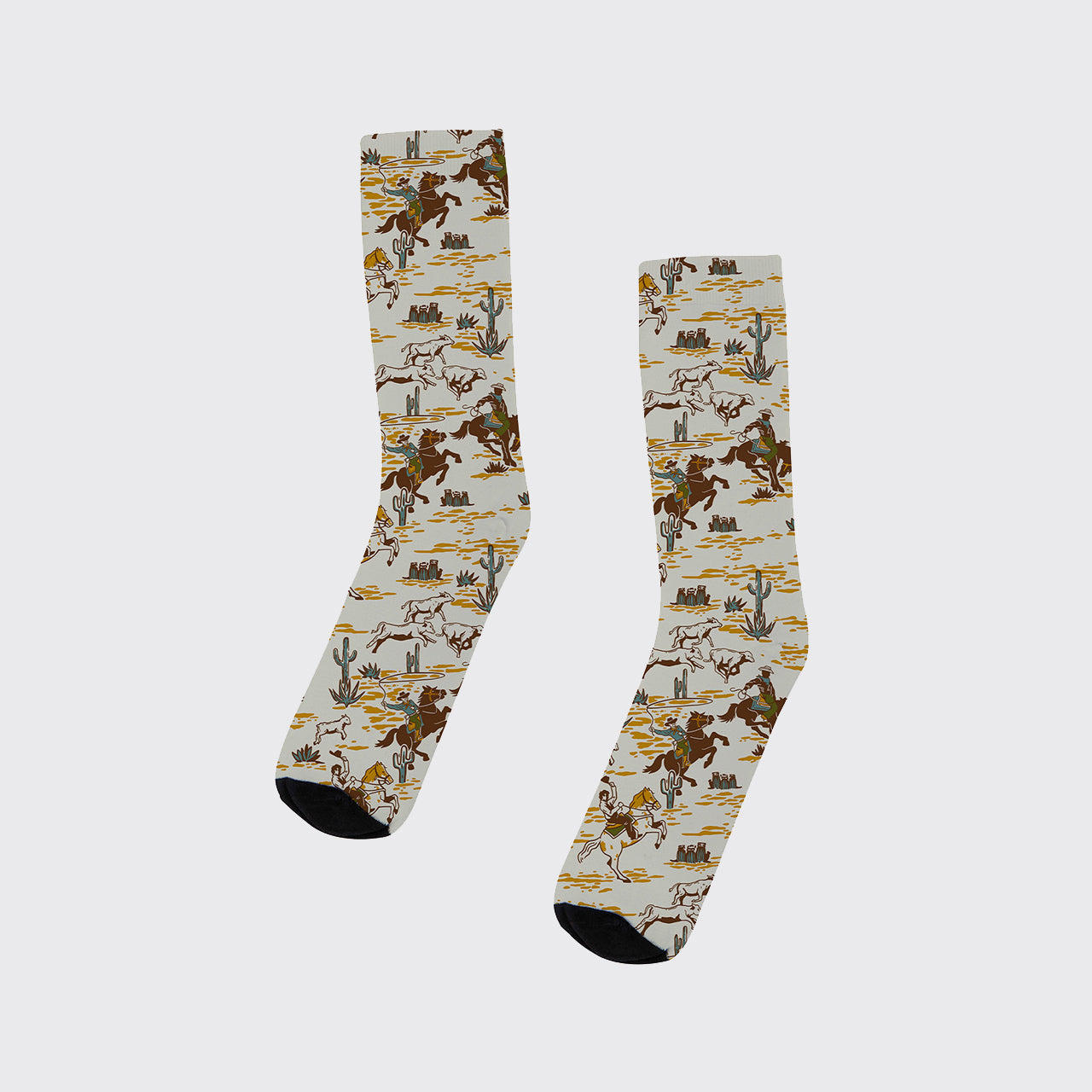 Cowboys Drive Cattle Printed Cotton Socks
