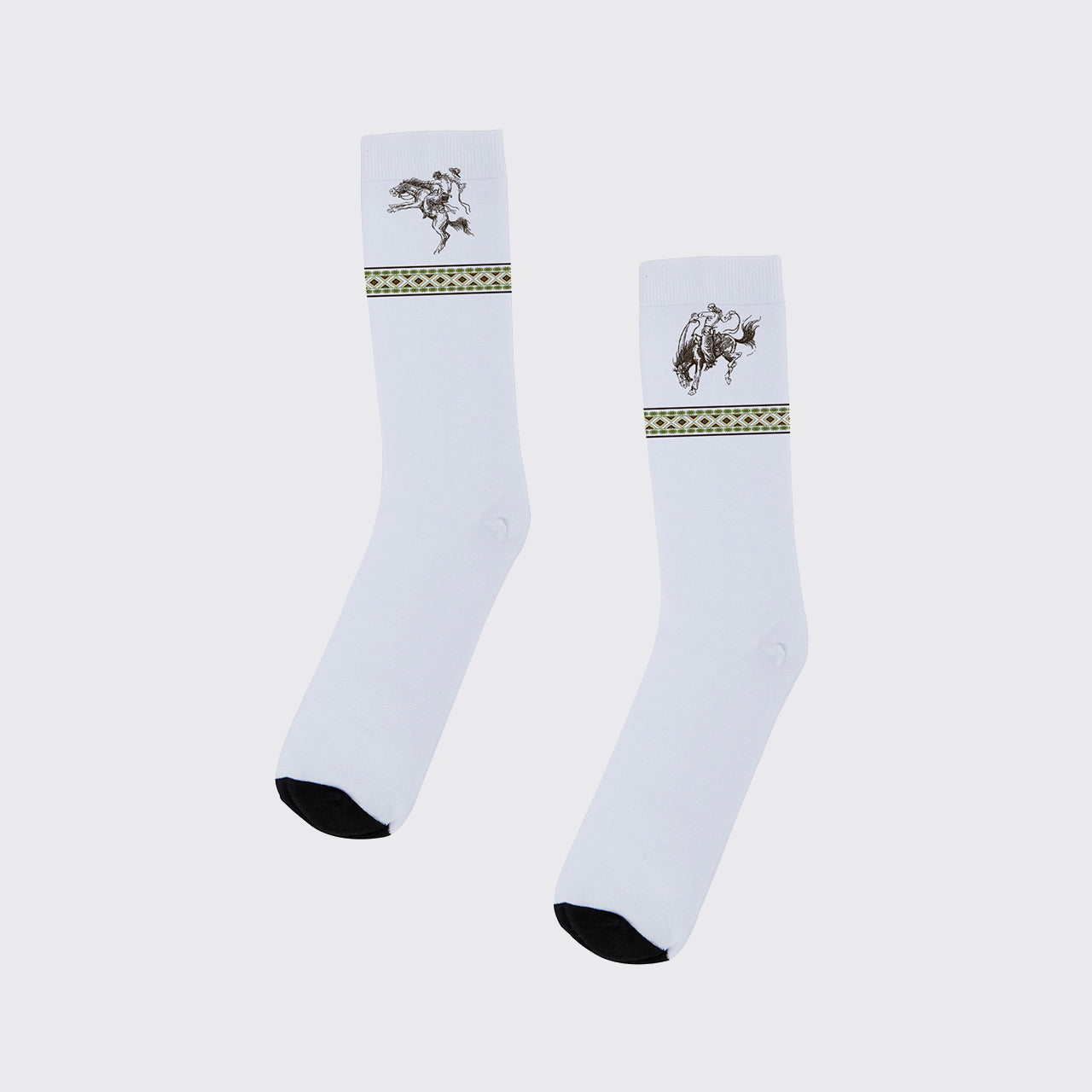 Cowboy Riding Pattern Printed Cotton Socks