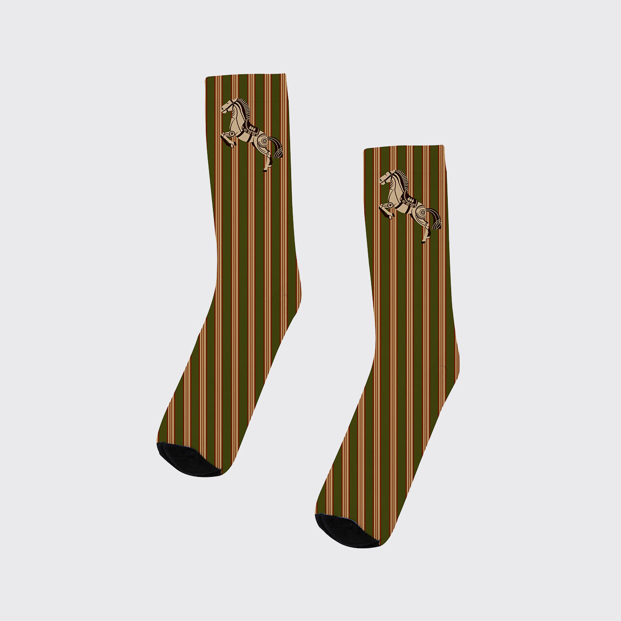 Vintage Striped Horse Pattern Printed Cotton Socks
