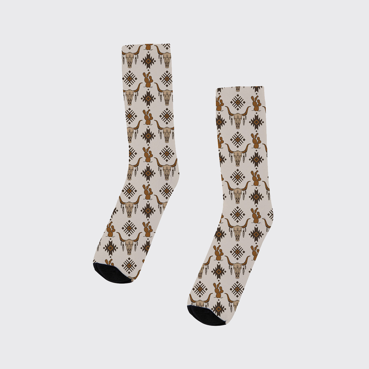 Cow Skull Pattern Printed Cotton Socks