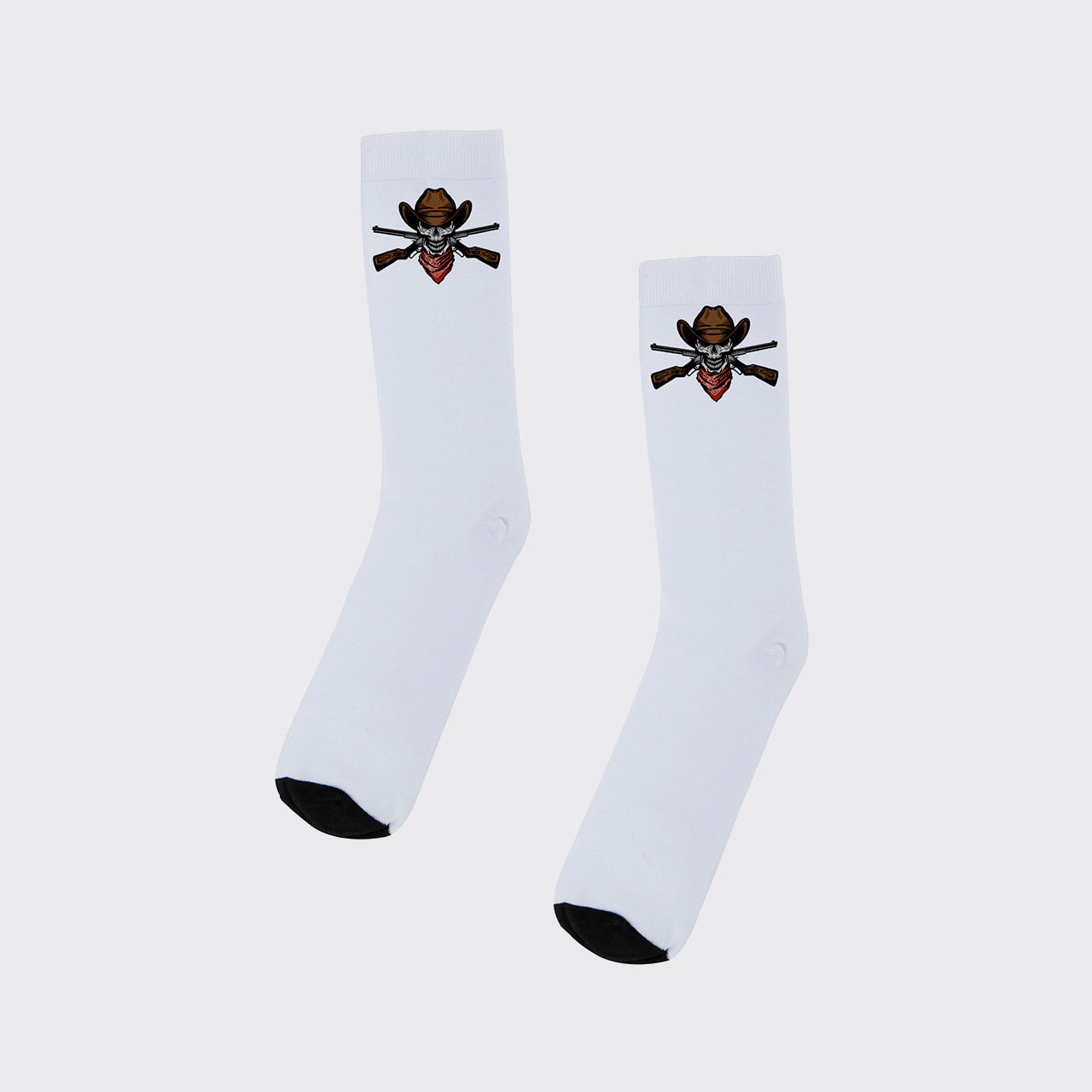 Cowboy Skull Shotgun Printed Cotton Socks_1