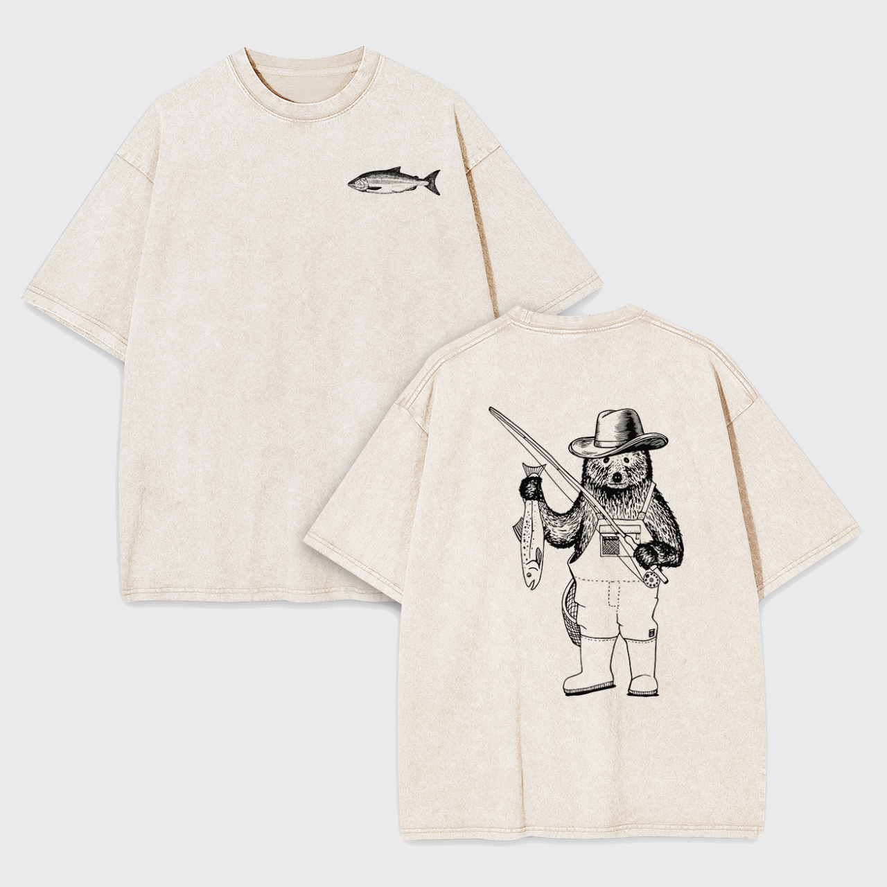Fishing Bear Garment-dye Tees