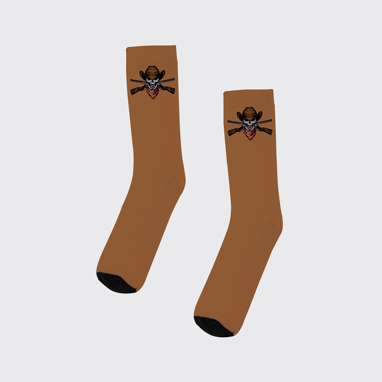 Cowboy Skull Shotgun Printed Cotton Socks_2
