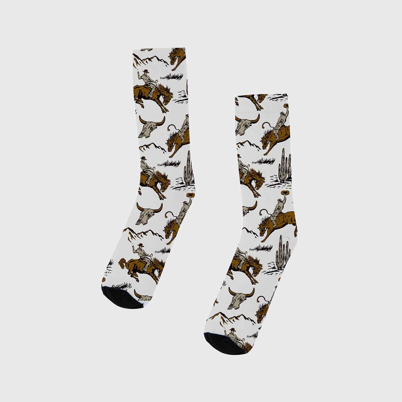 Cowboy Riding Pattern Printed Cotton Socks