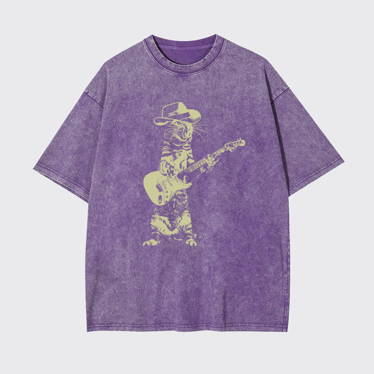 Cat Playing Guitar Garment-dye Tees