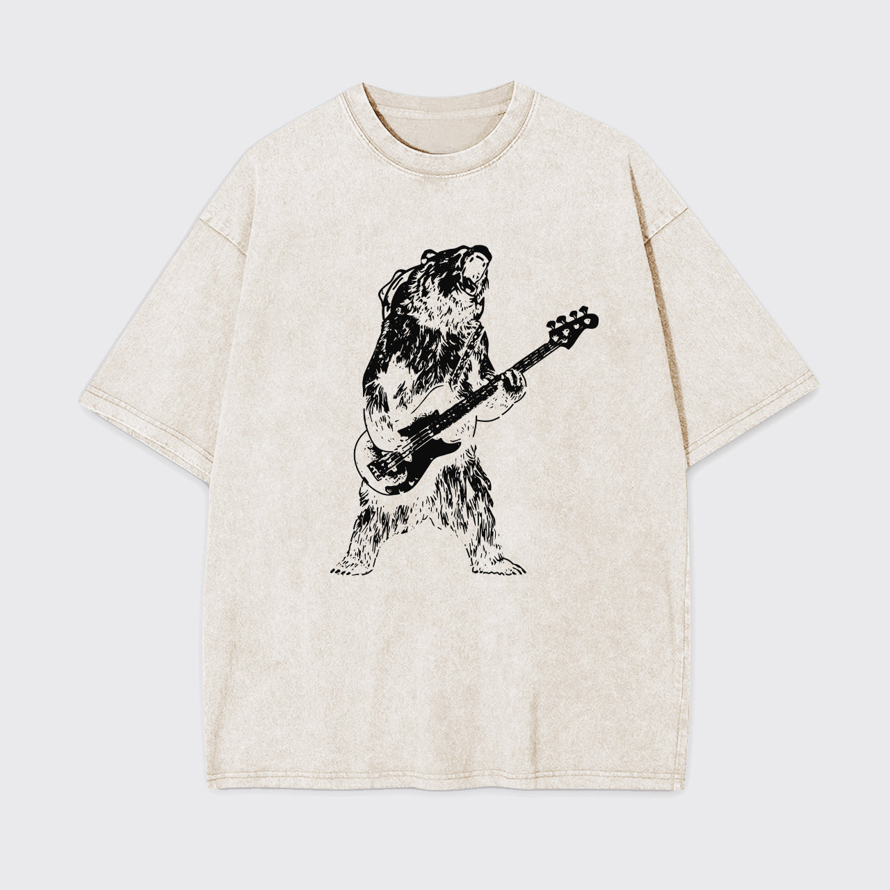 Bear Playing Bass Guitar Garment-dye Tees