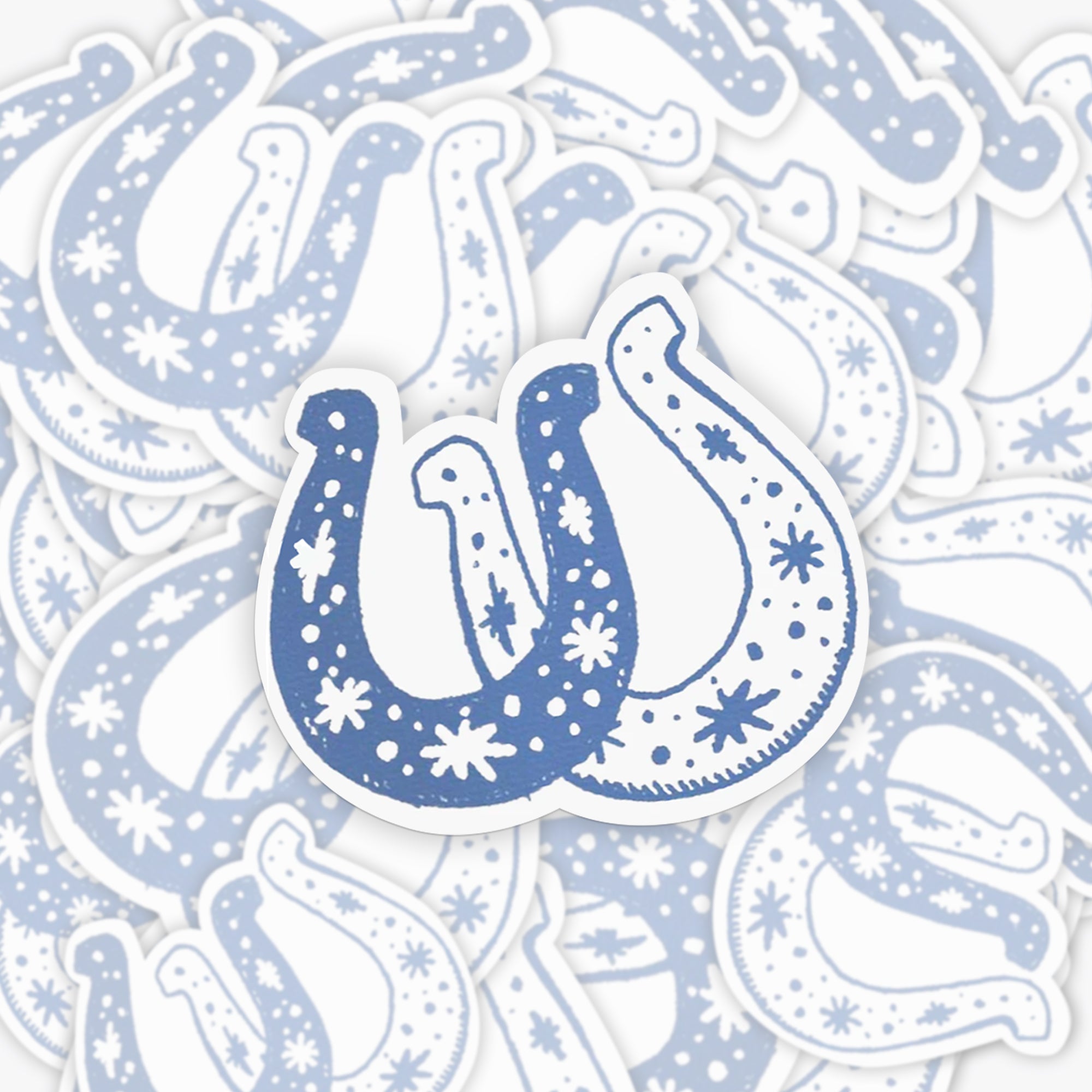 Blue Lucky Horseshoes Sticker