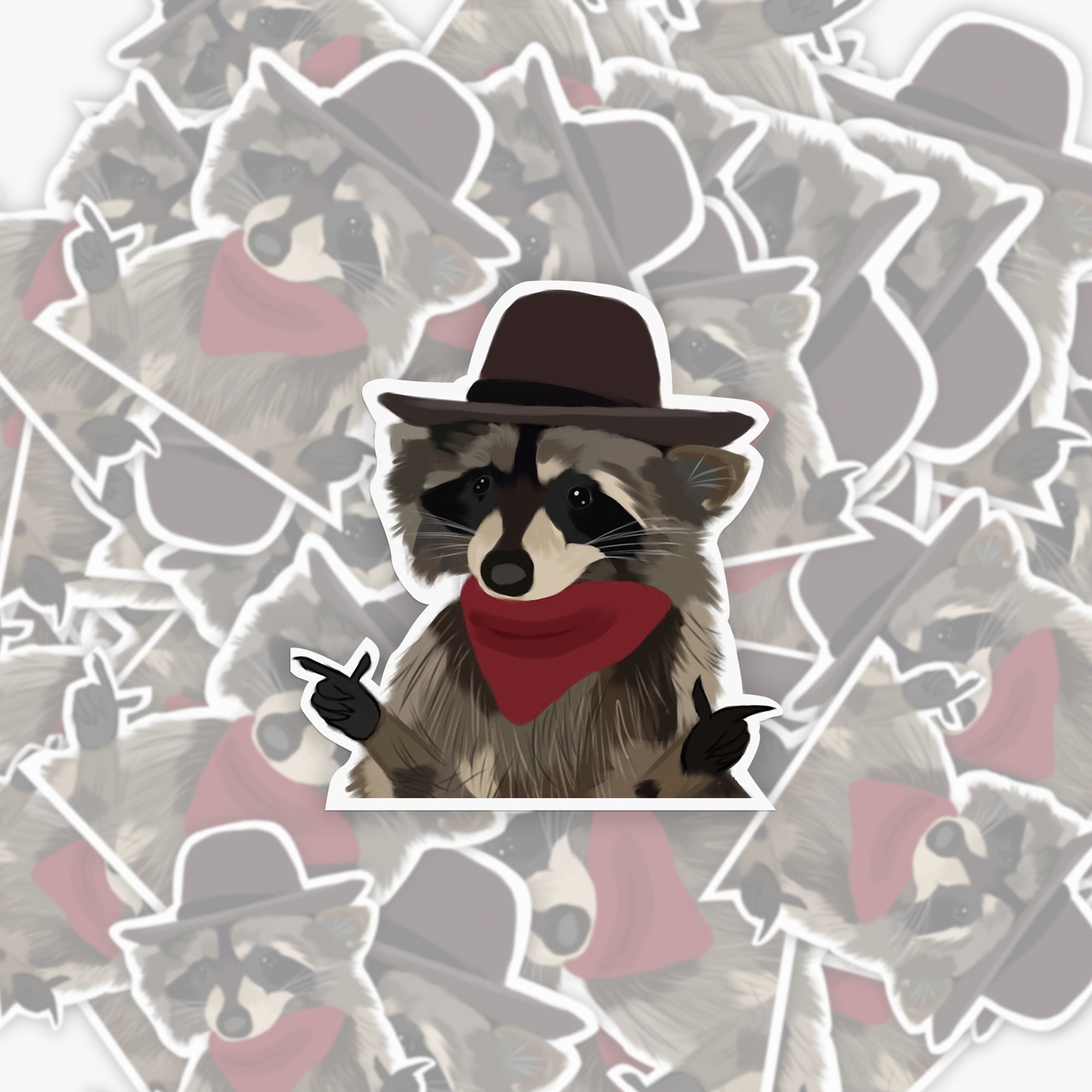Cowboy Raccoon Sticker