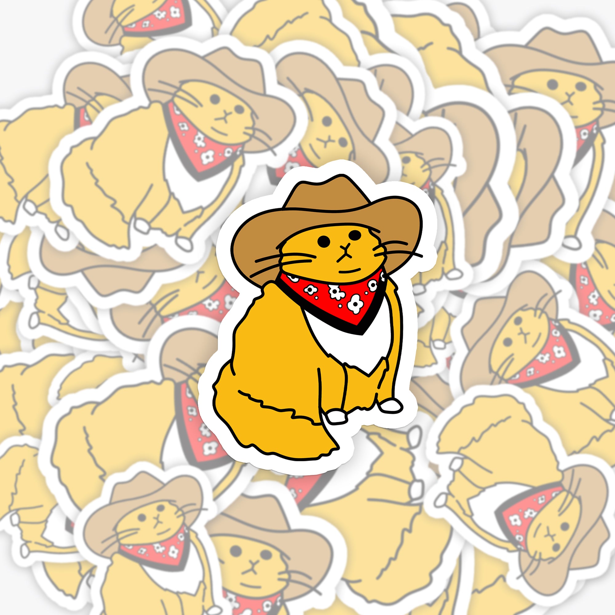 Western Cowboy Cat Sticker