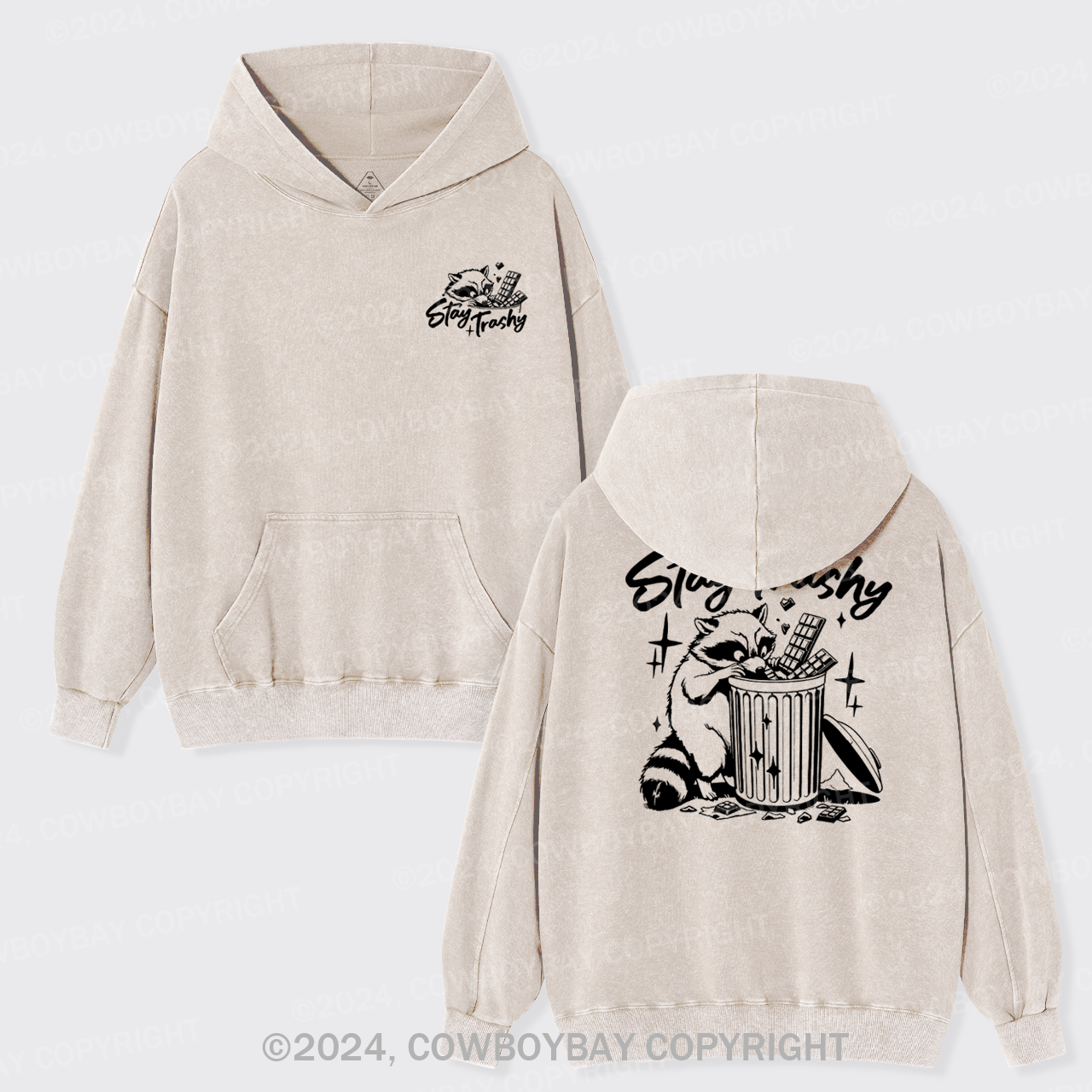 Retro Stay Trashy Garment-Dye Hoodies