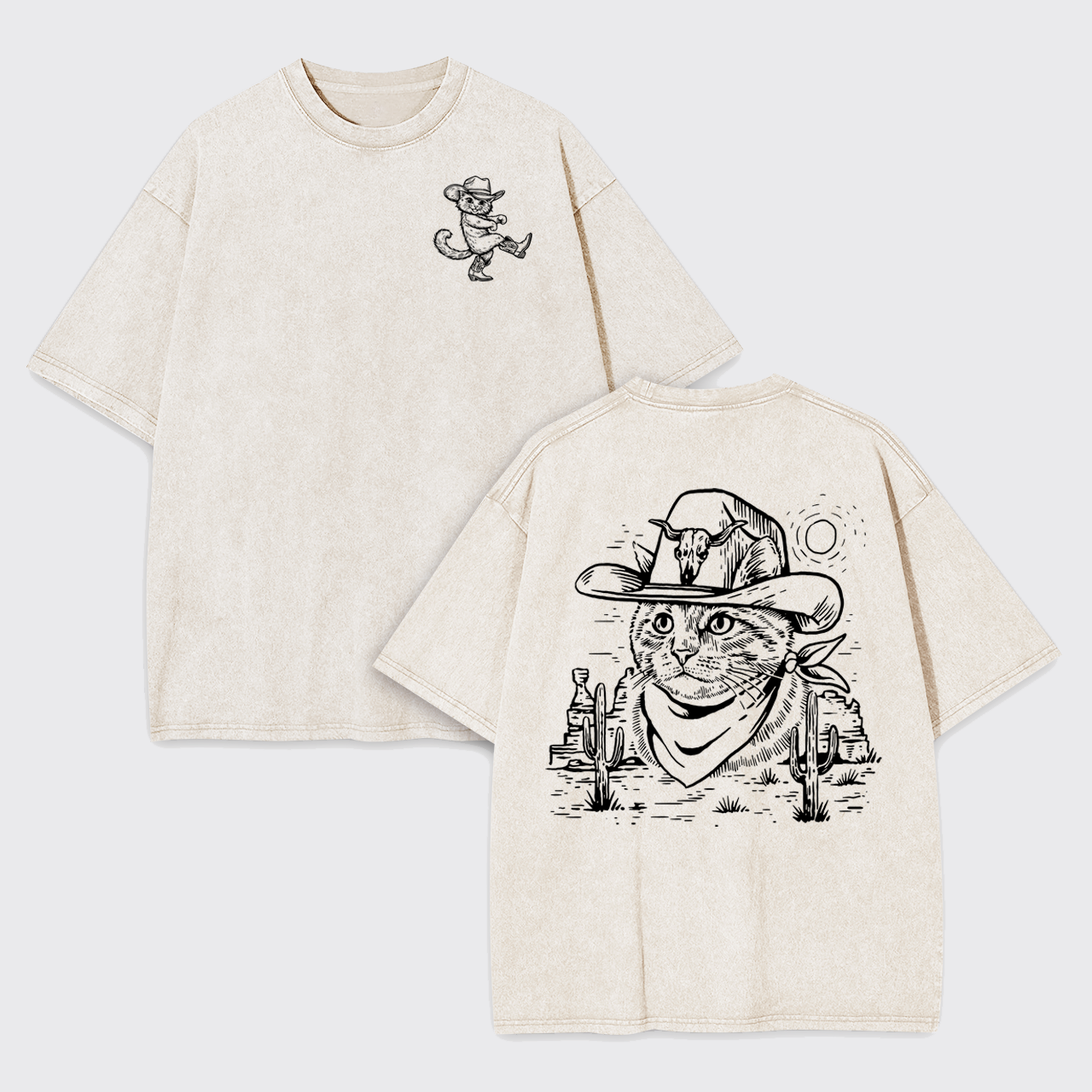 Meowhaw Country Cat Garment-dye Tees
