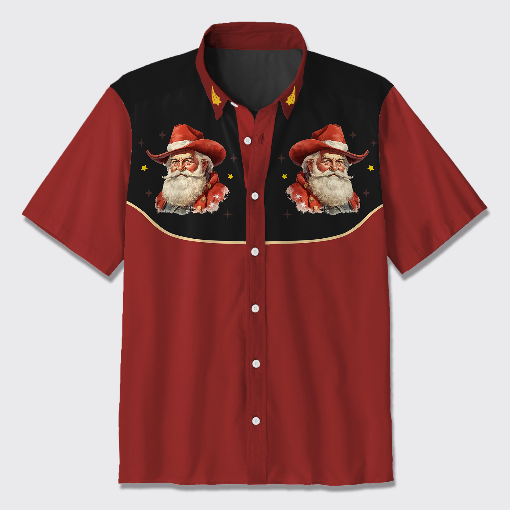 Christmas Western Santa Cowboy Button Up Shirts
