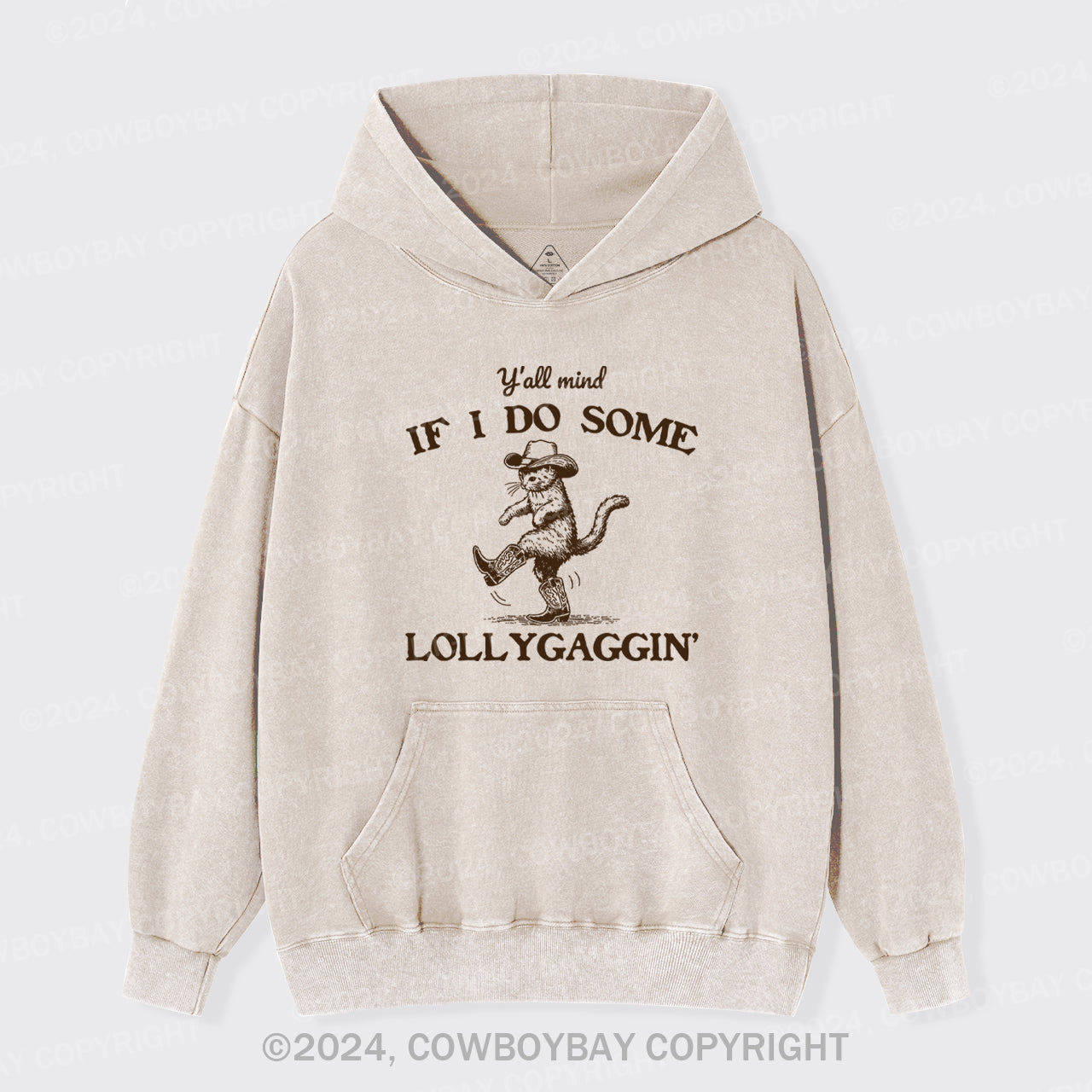 Sneaky Cowboy Cat Garment-Dye Hoodies