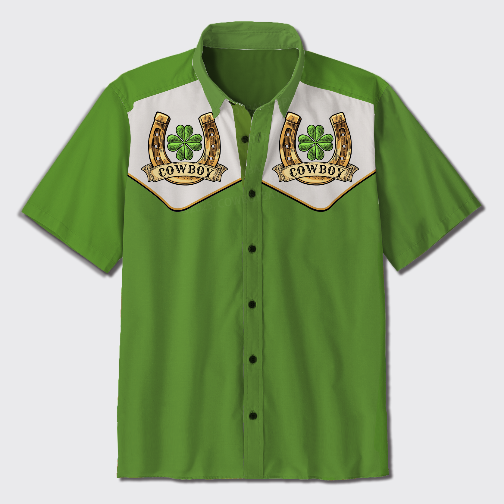 Cowboy Horseshoe Clover Button Up Shirts