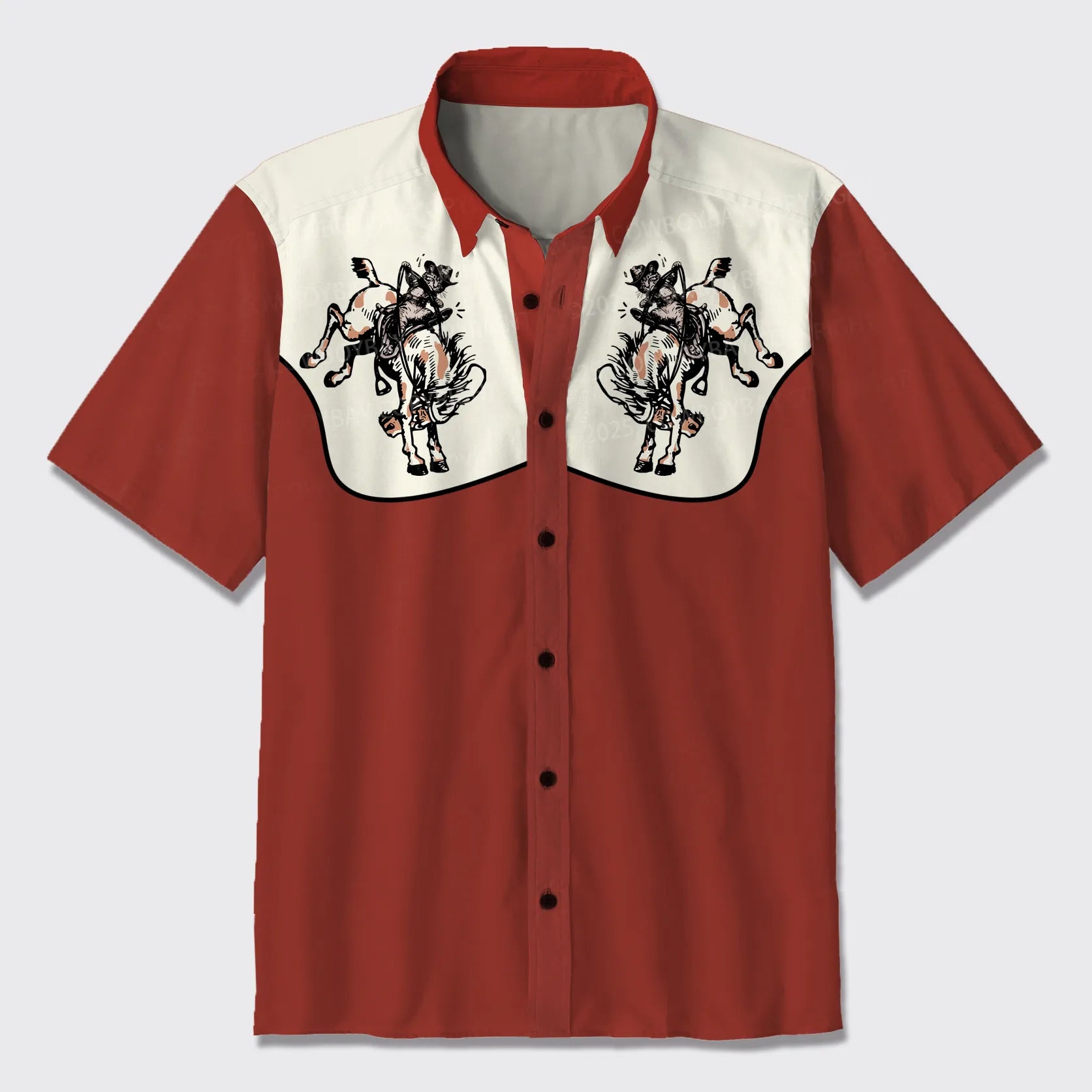 A Cowboy Cat On A Horse Button Up Shirts