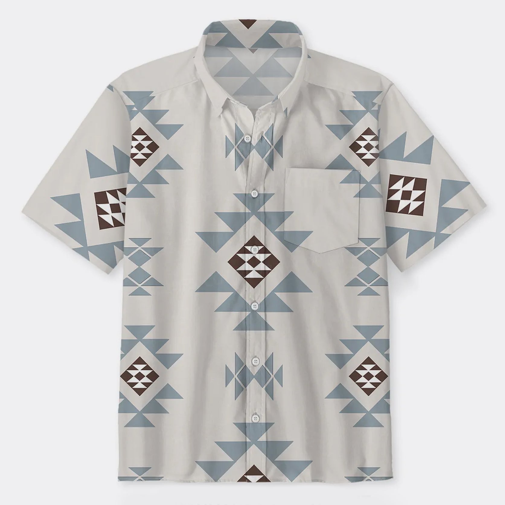 Aztec Pattern Design Button Up Shirts_3