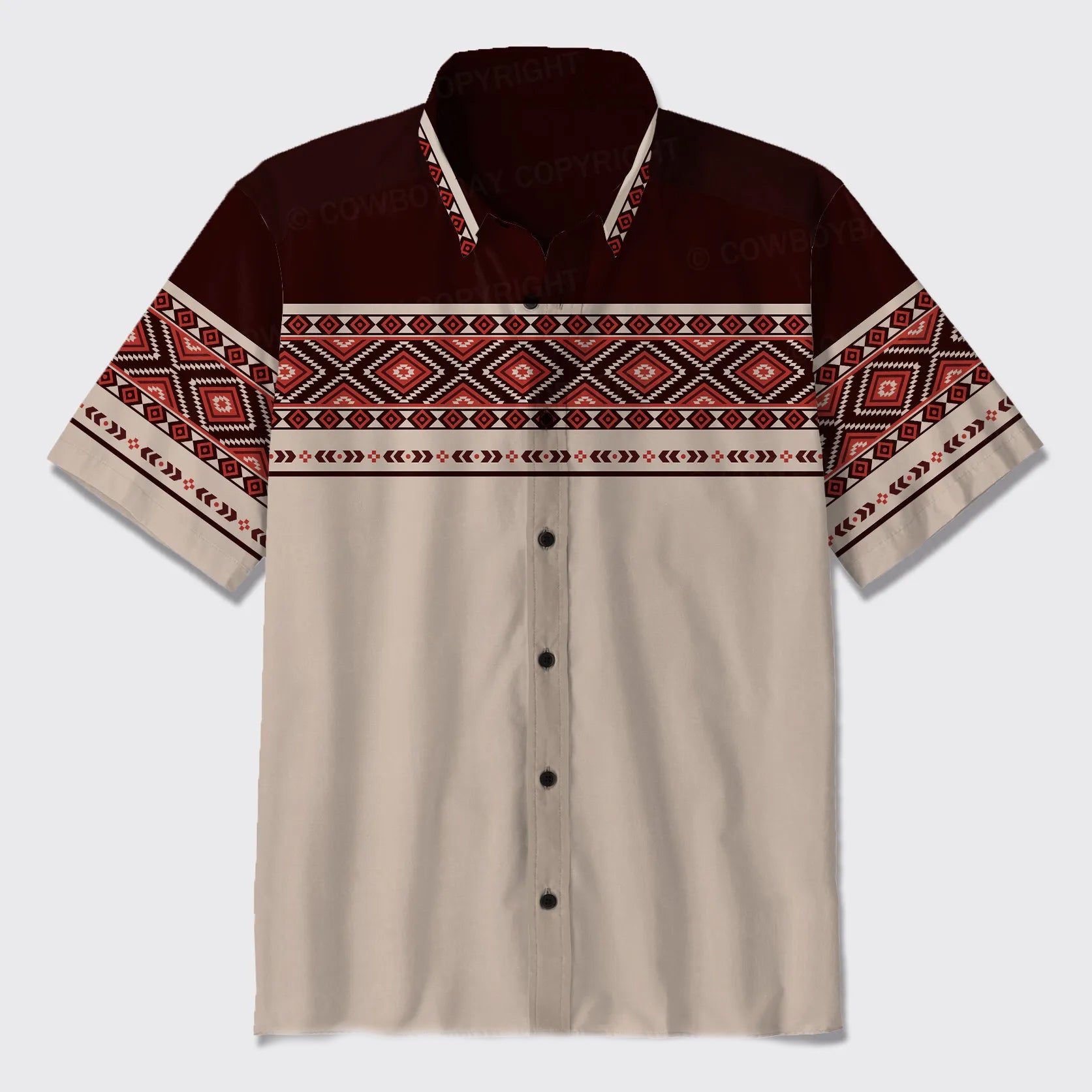Aztec Pattern Design Button Up Shirts_4
