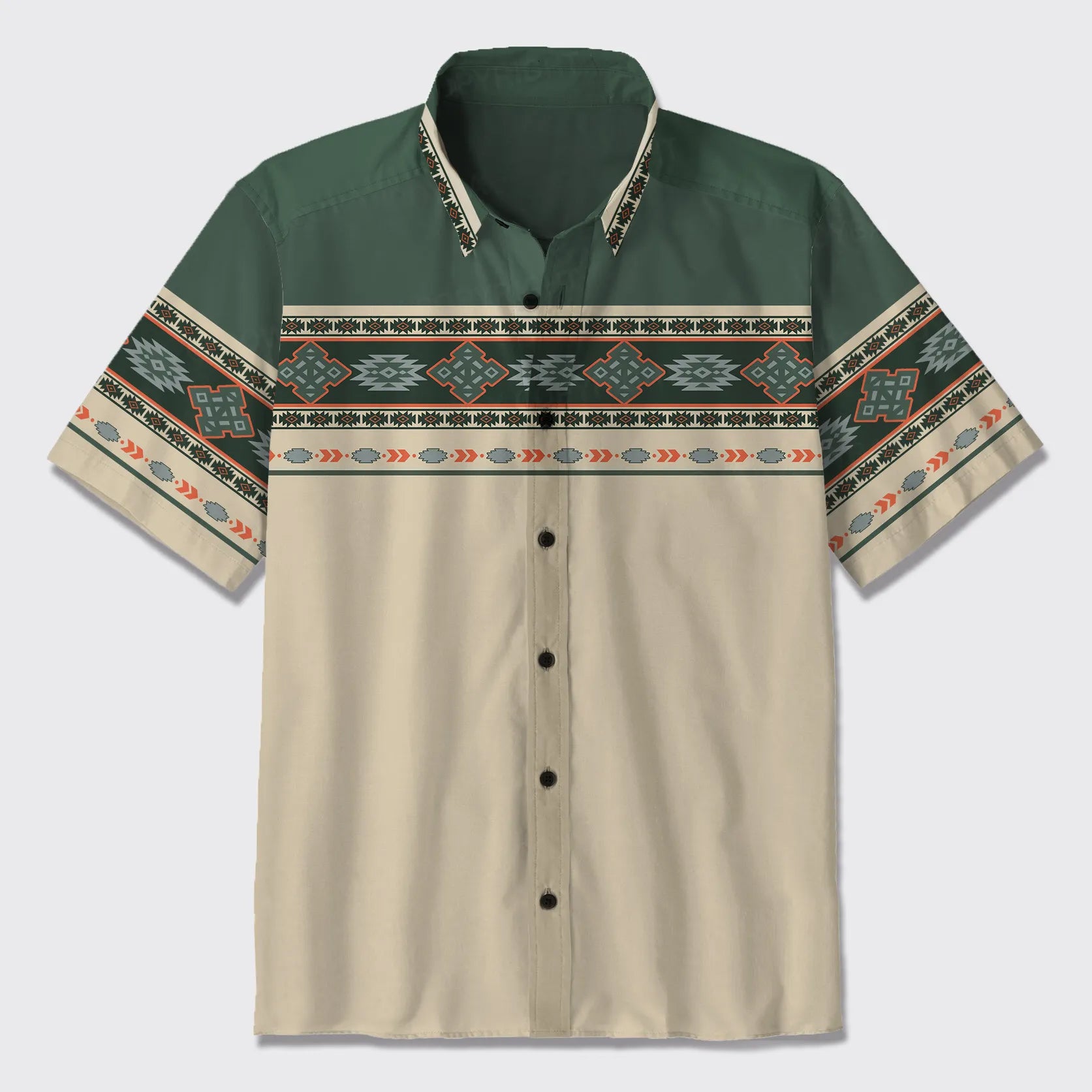 Aztec Pattern Design Button Up Shirts_5