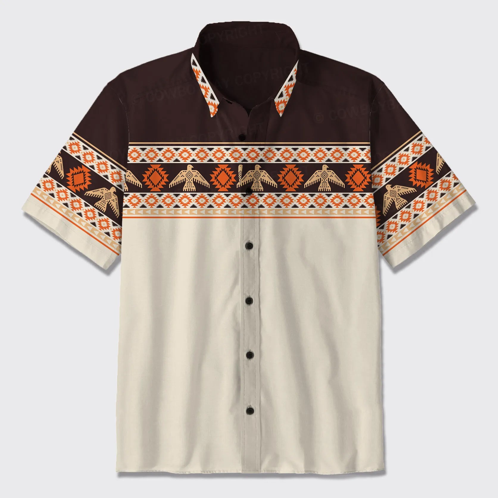 Aztec Pattern Design Button Up Shirts_6