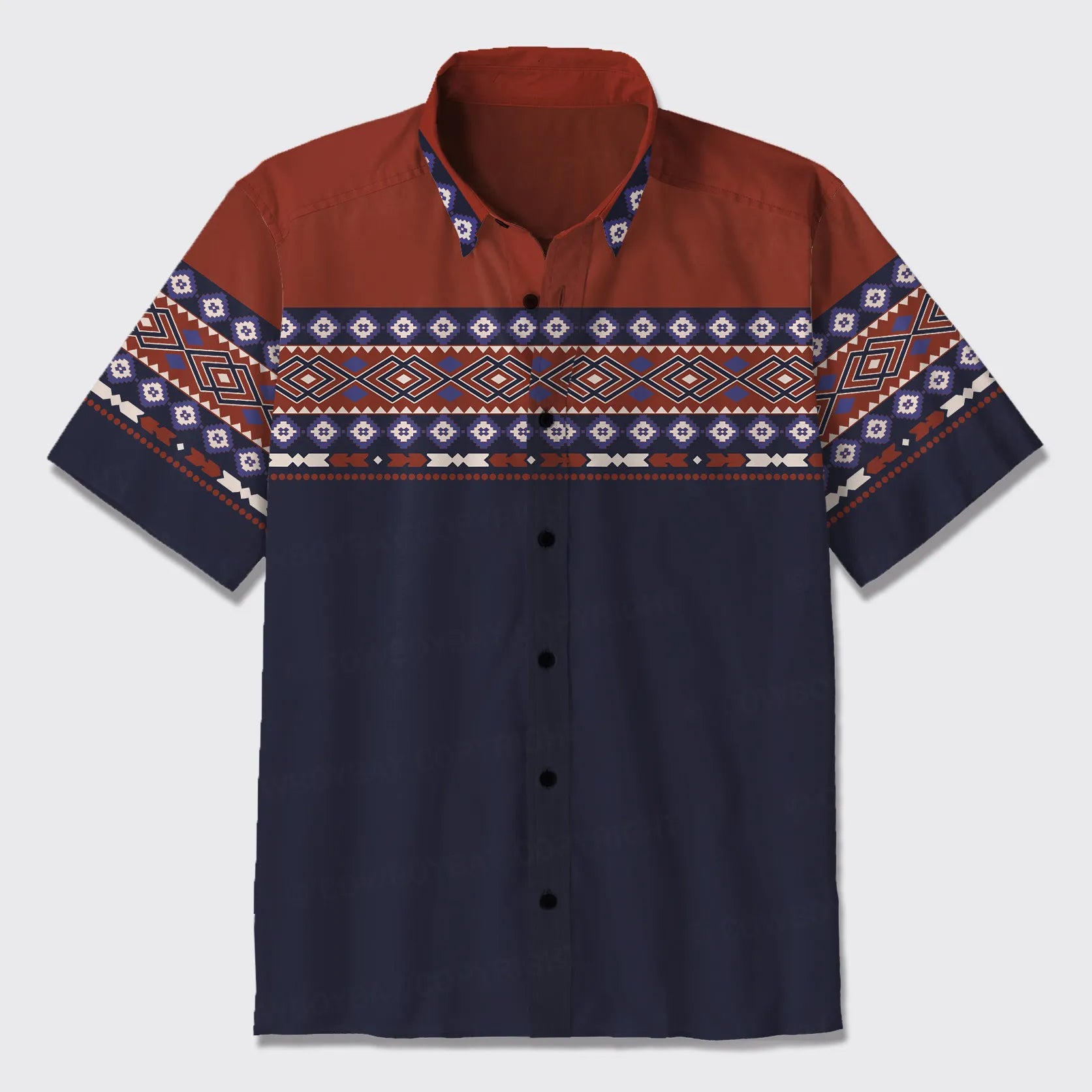 Aztec Pattern Design Button Up Shirts_7
