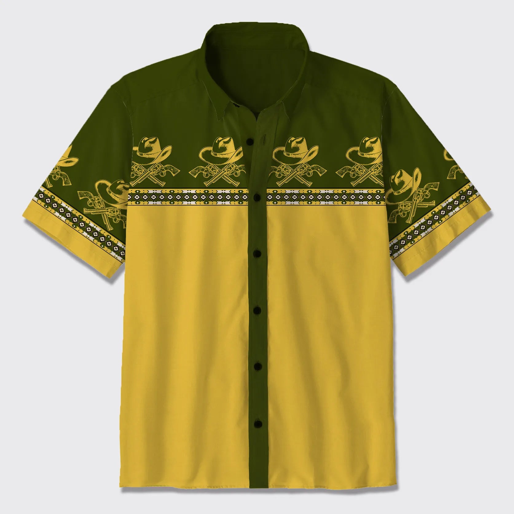 Cowboy Hat Pattern Button Up Shirts