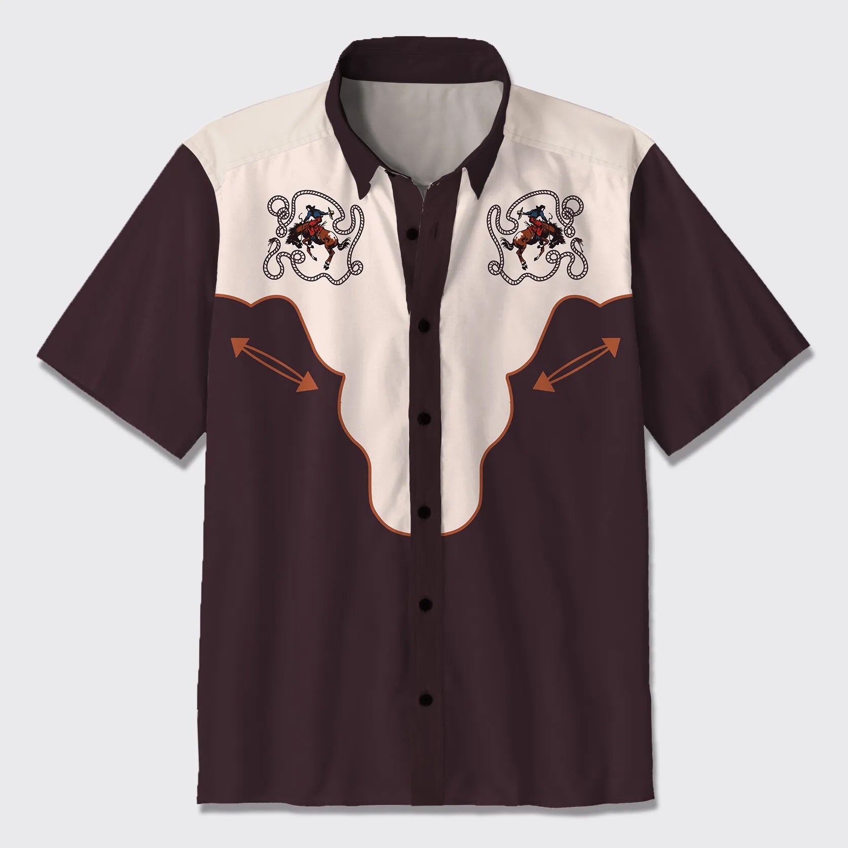 Cowboy Riding Rope Around Button Up Shirts