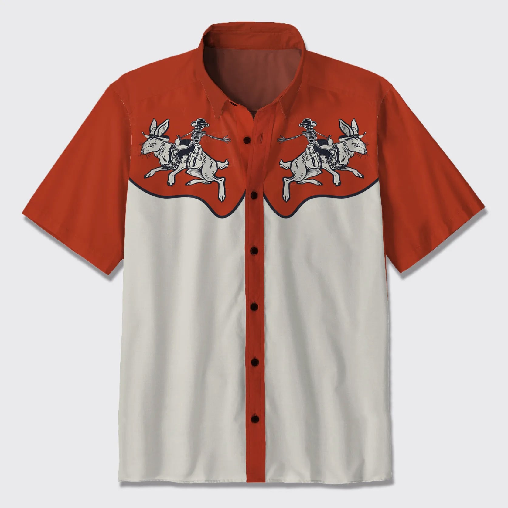 Easter Cowboy Riding Rabbit Button Up Shirts