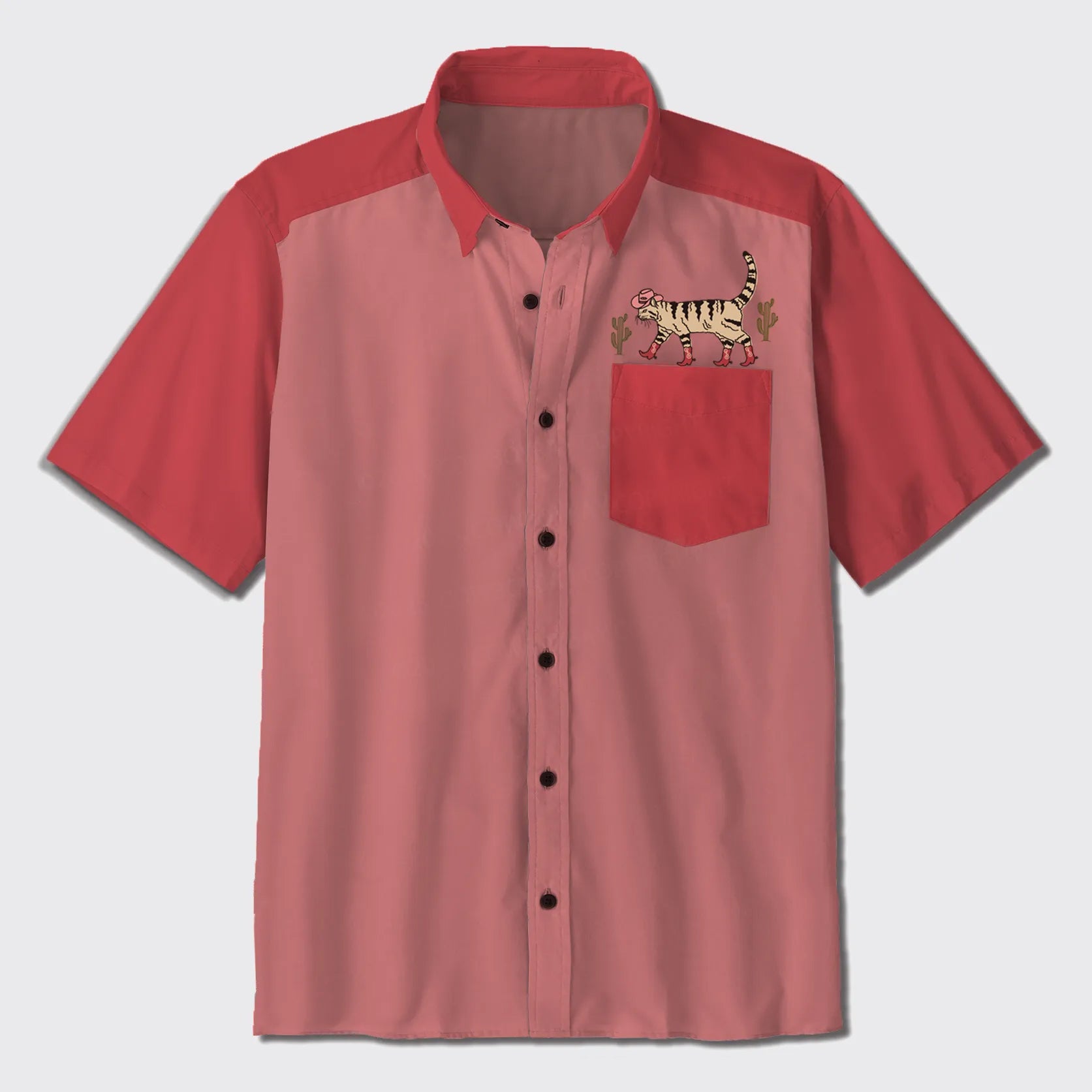 Elegant Cowboy Cat Button Up Shirts