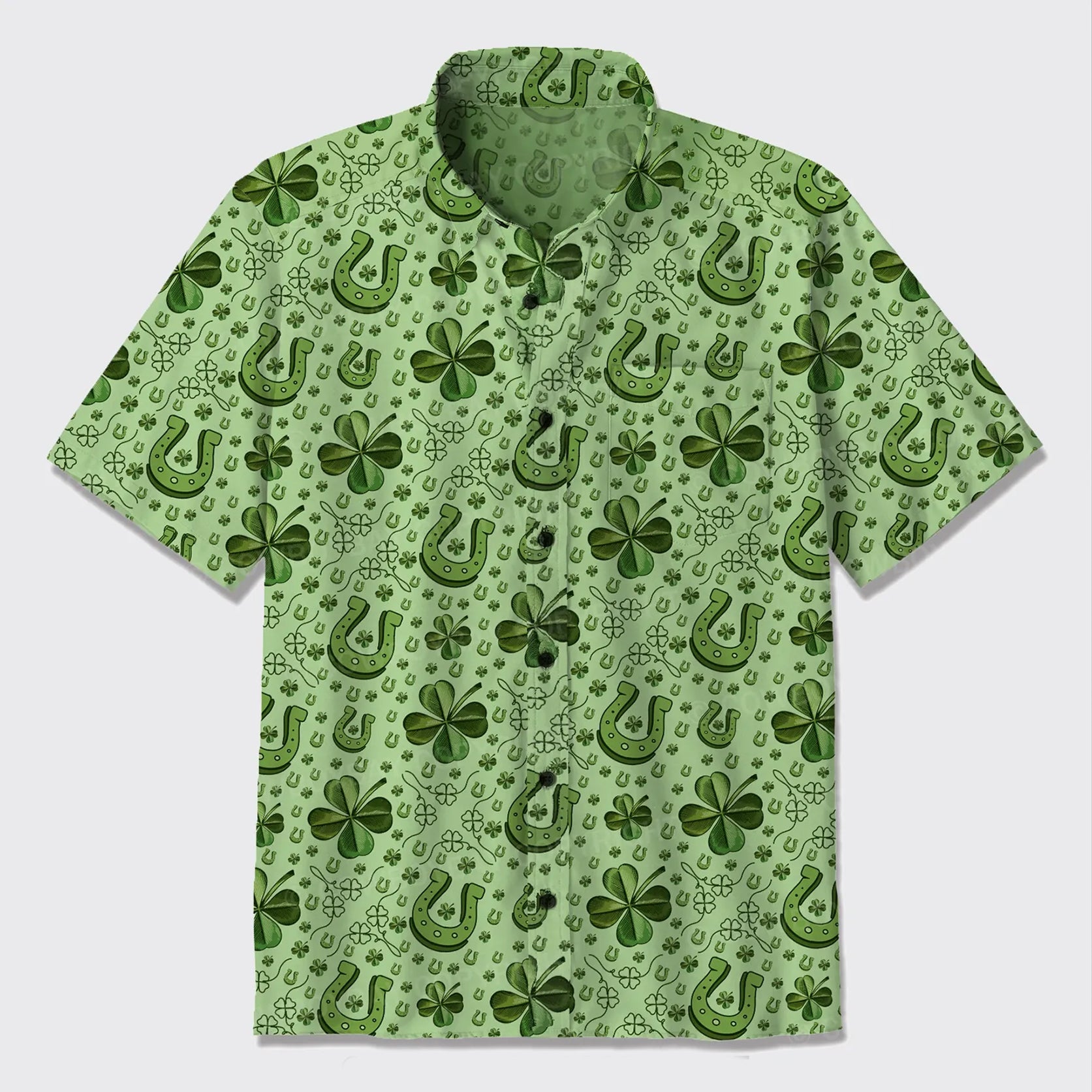 Four Leaves Clover And Horseshoe Button Up Shirts