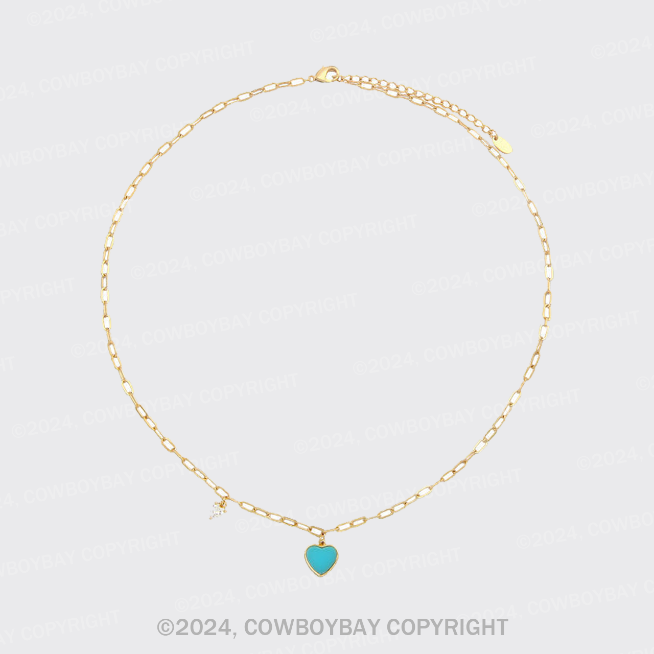 Blue Heart Collar Chain Necklace