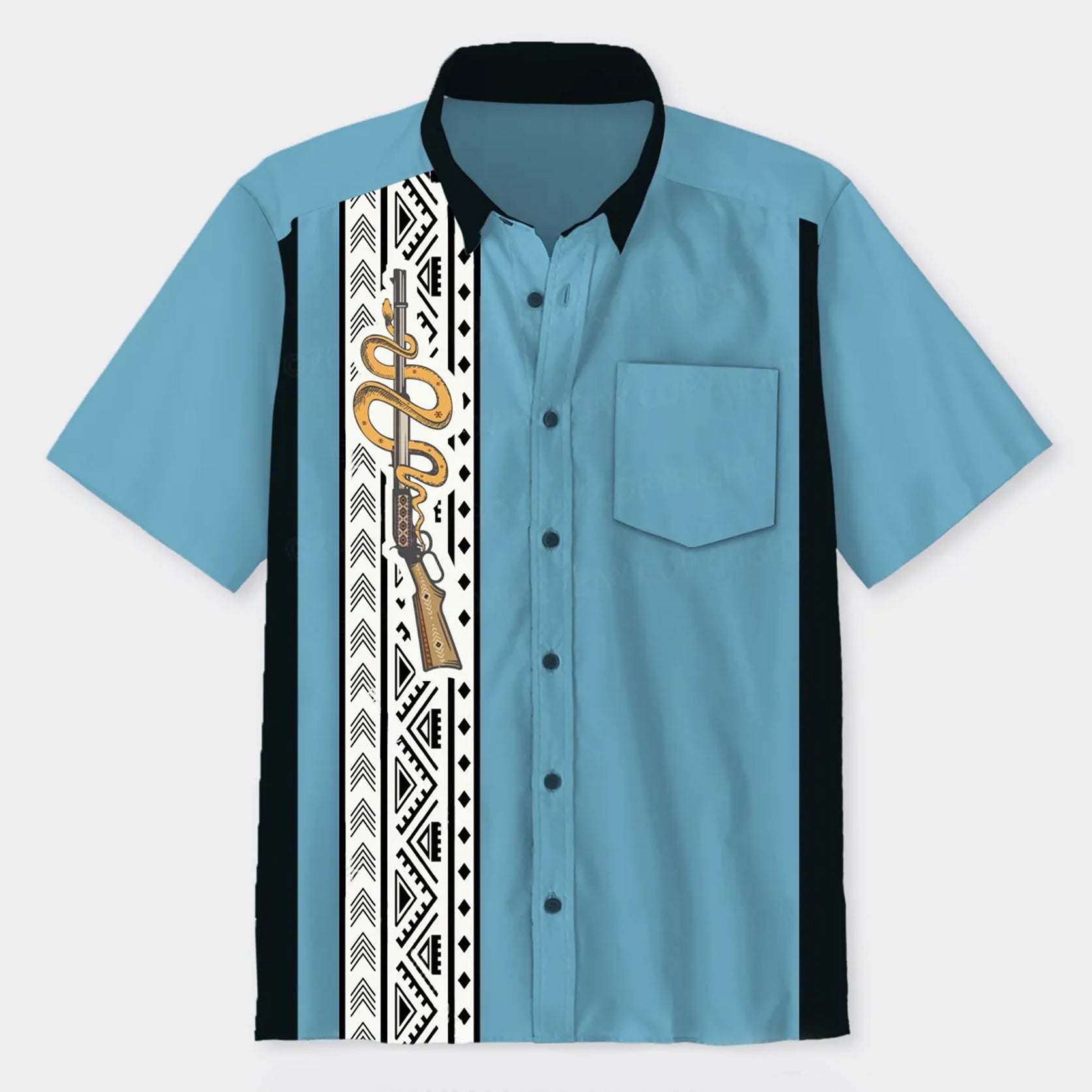 Pistol Totem Design Button Up Shirts