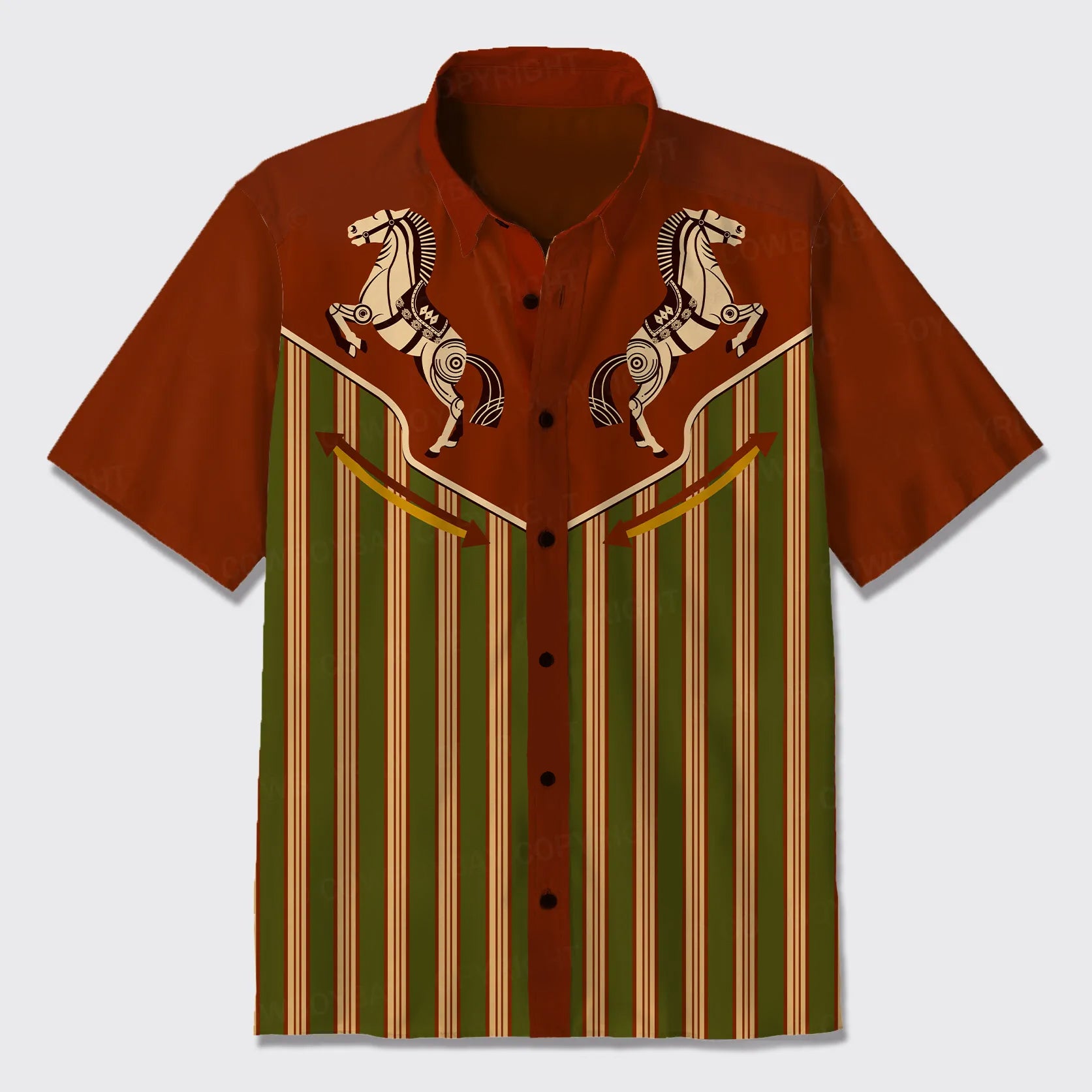 Stripes And Horses Button Up Shirts