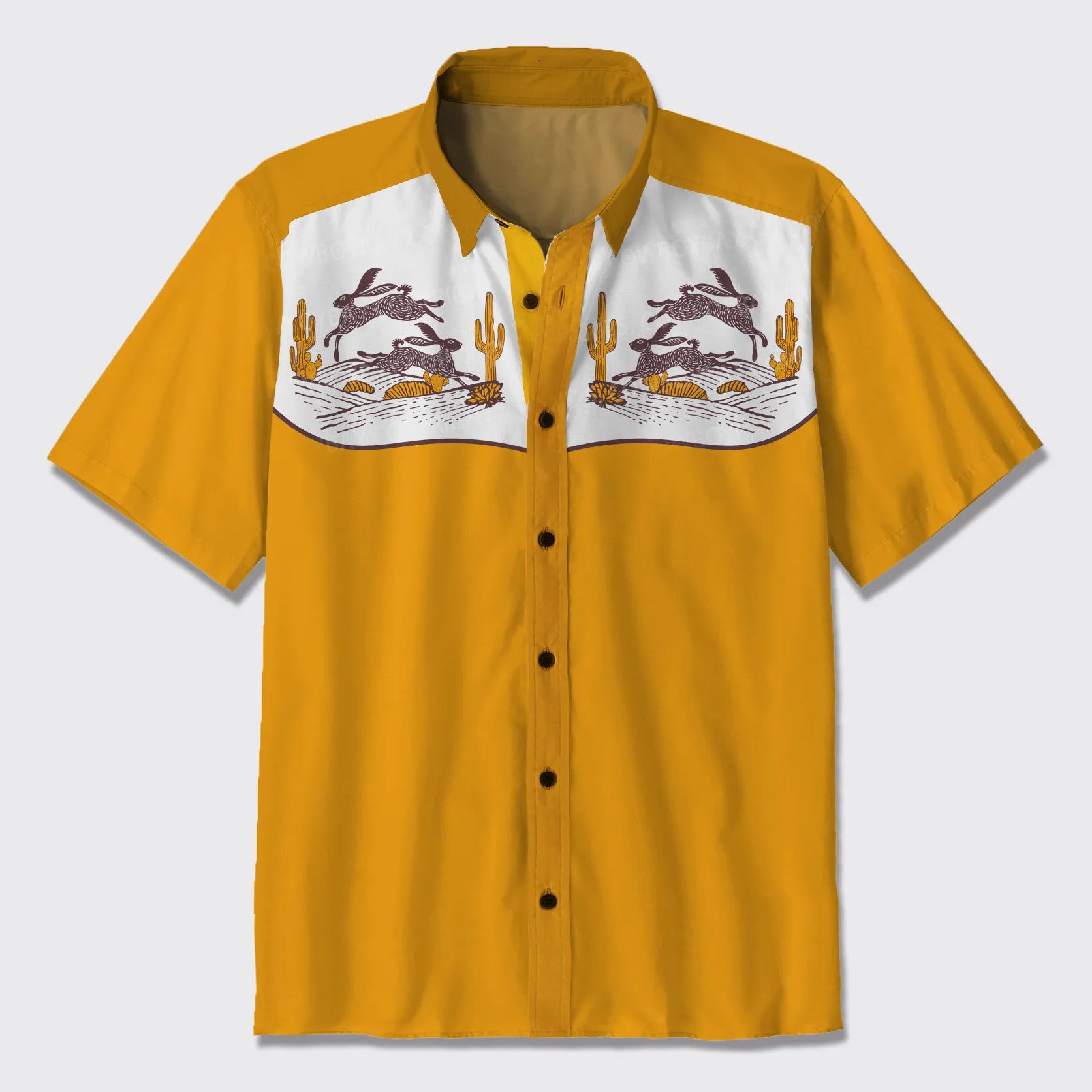 The Easter Bunny In The Wheat Field Button Up Shirts