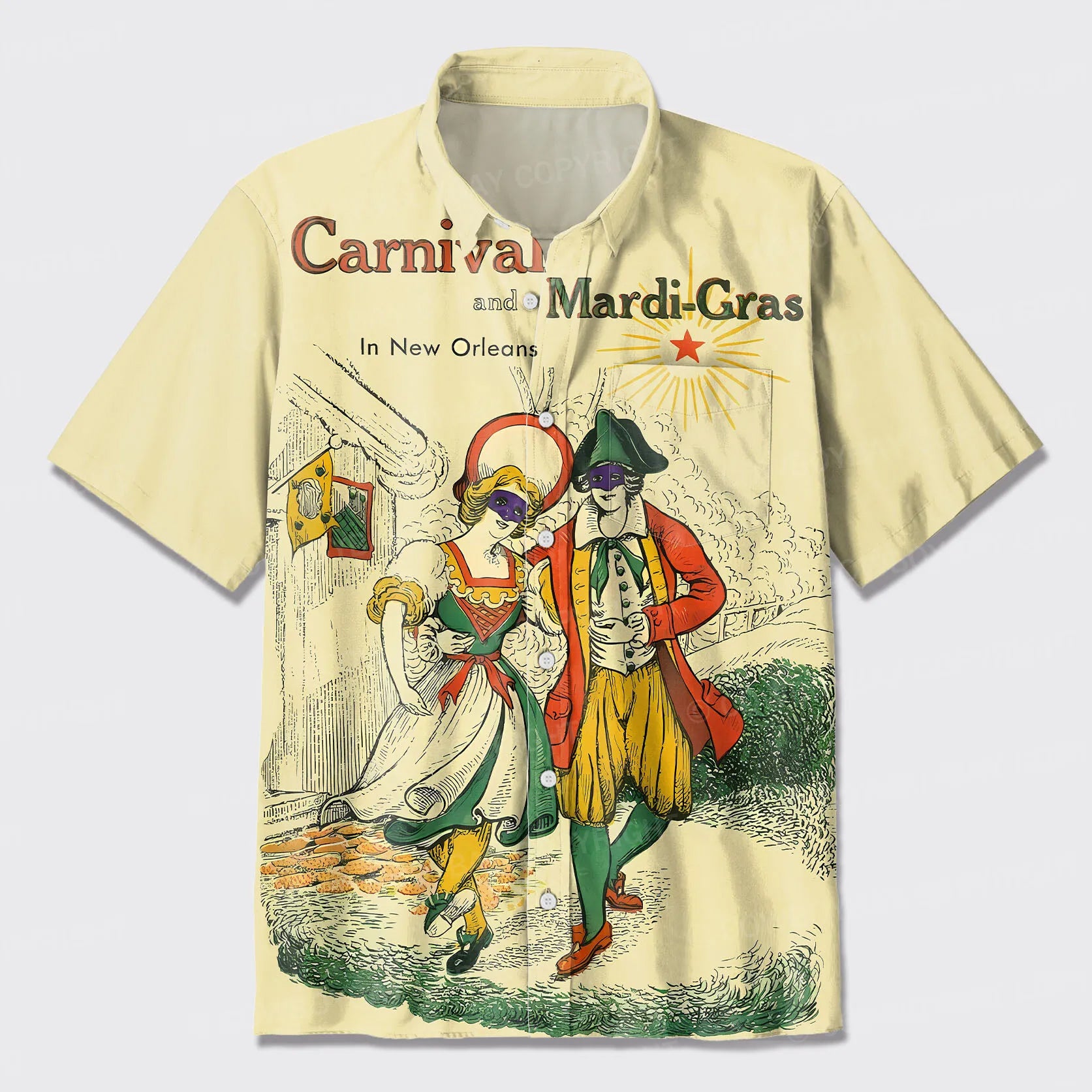 Vintage Mardi Gras Button Up Shirts