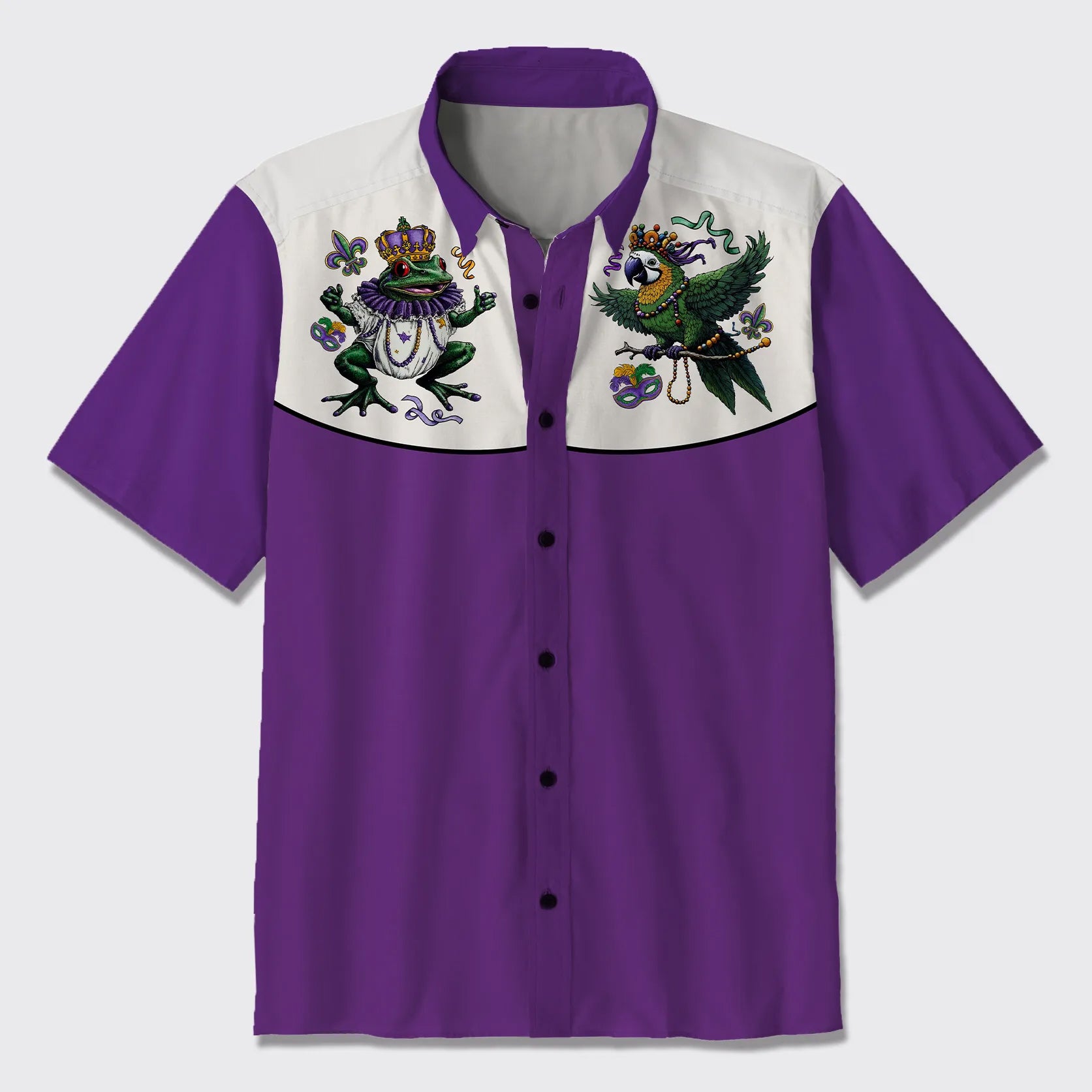 Welcome Mardi Gras Button Up Shirts
