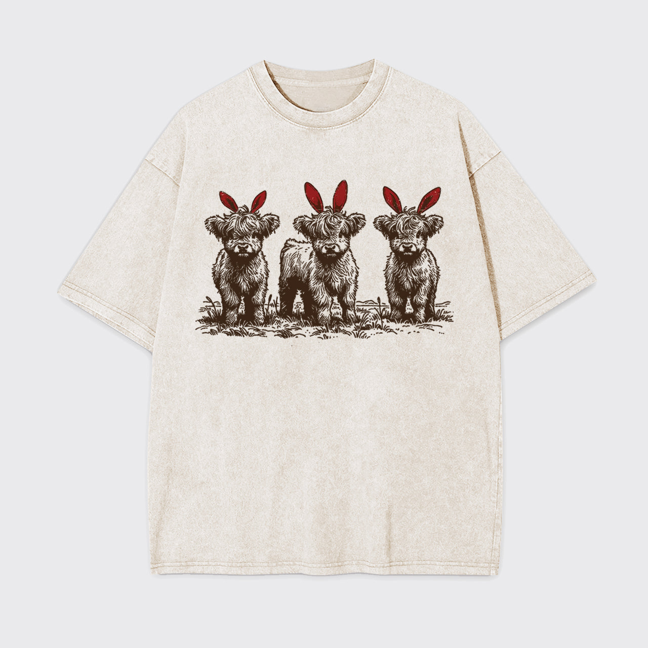 Western Easter Highland Cow Garment-dye Tees