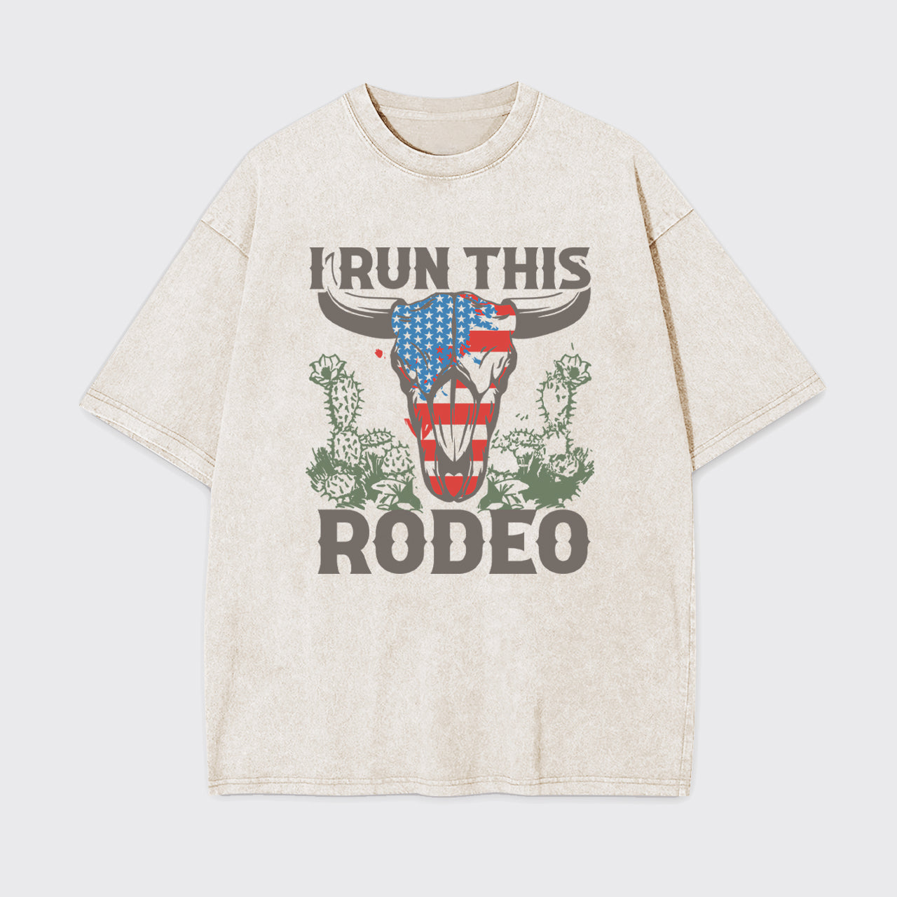 I Run This Rodeo America Cow Garment-dye Tees