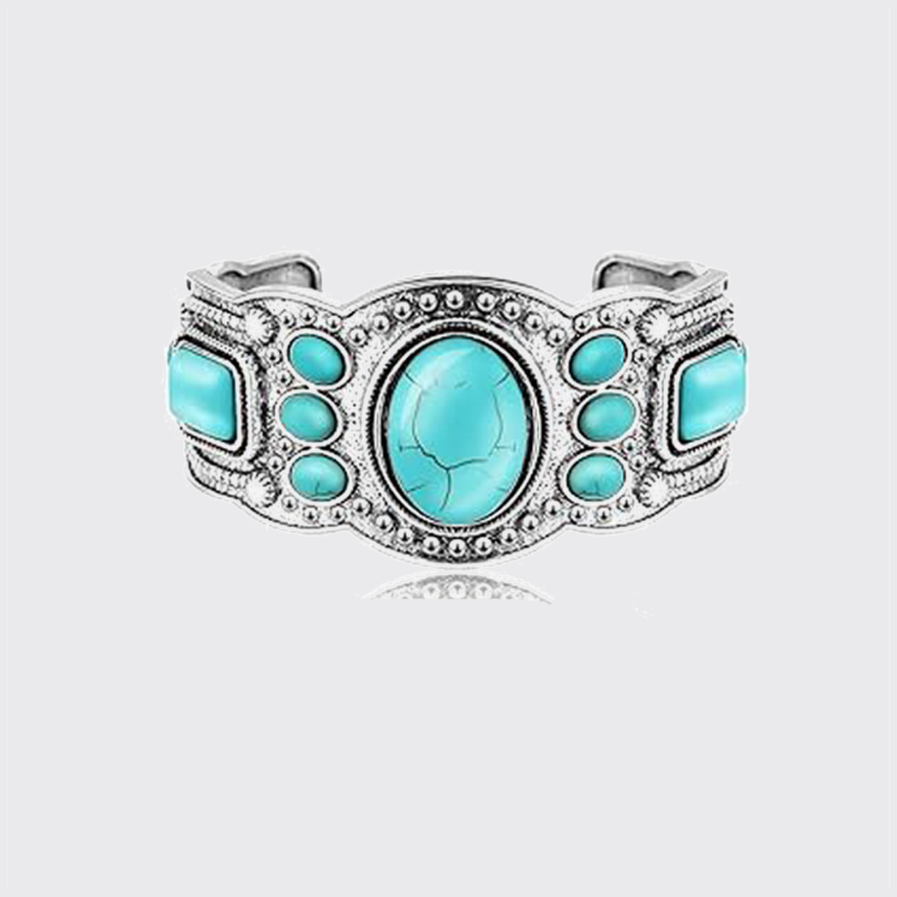 Vintage Ethnic Style Open Turquoise Bracelet