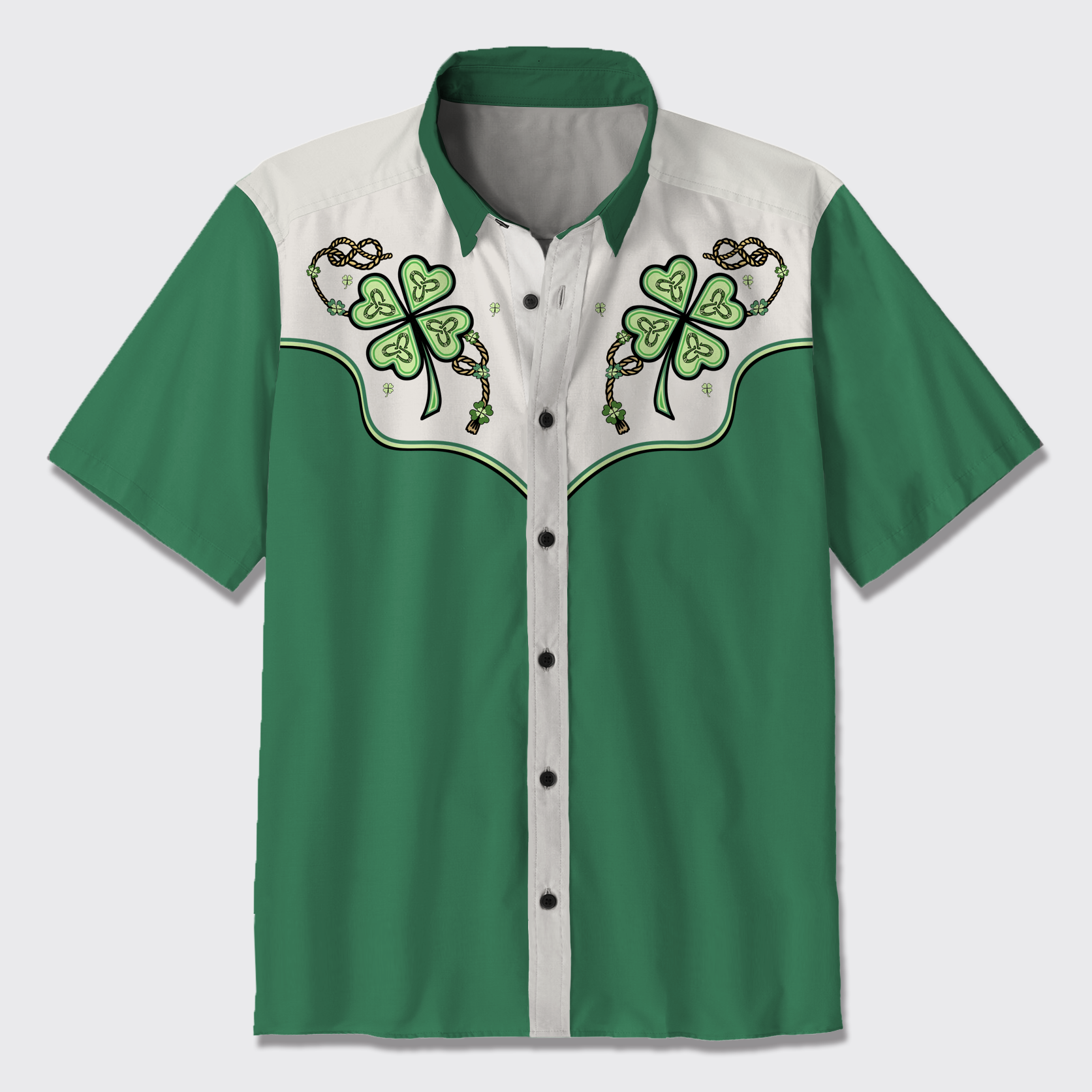 St. Patrick'S Day Clover Button Up Shirts