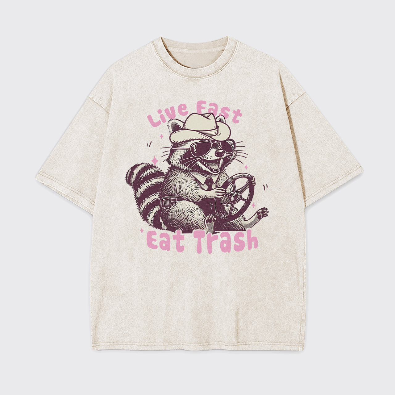 Live Fast Eat Trash Raccoon Garment-dye Tees