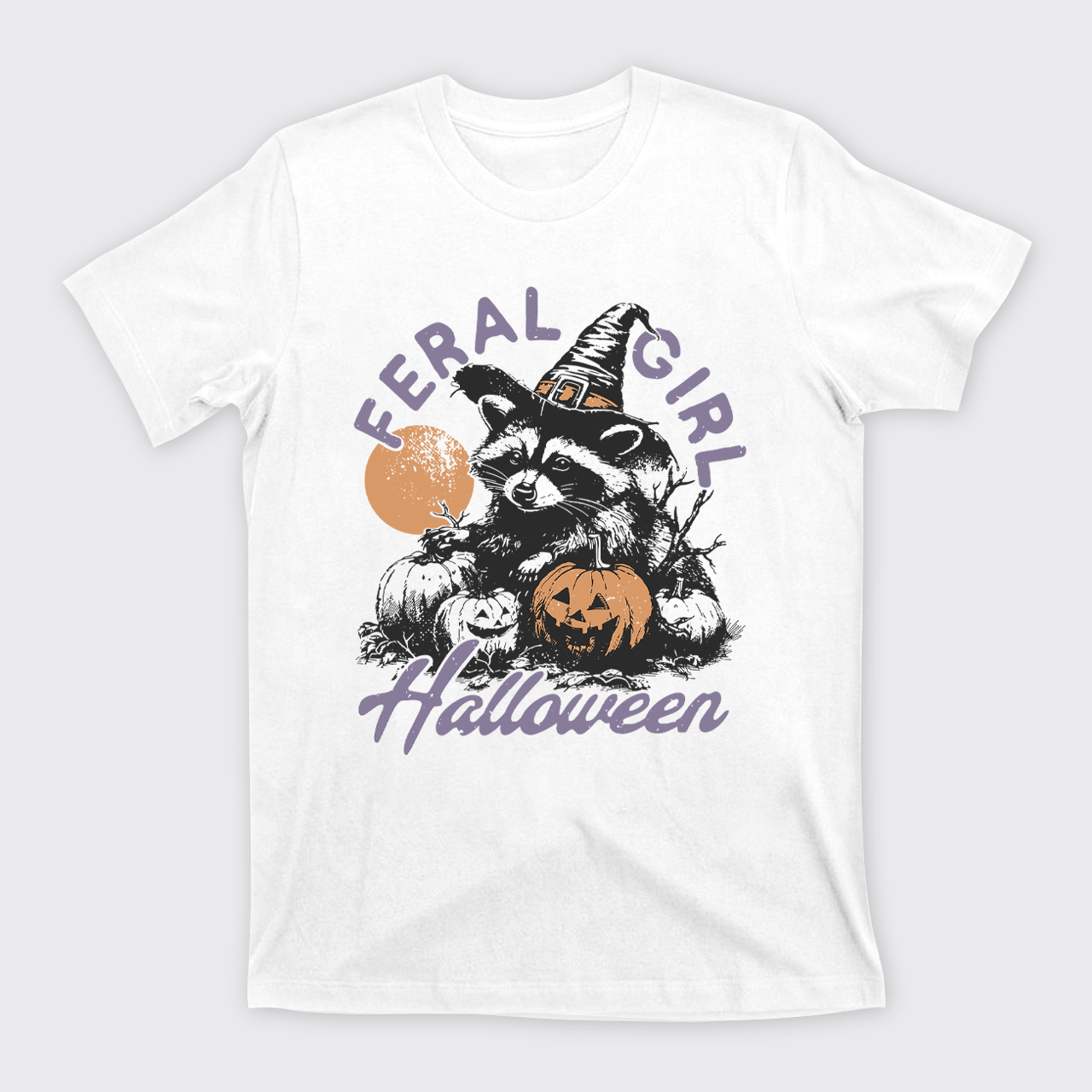 Halloween Feral Girl Raccoon T-Shirts