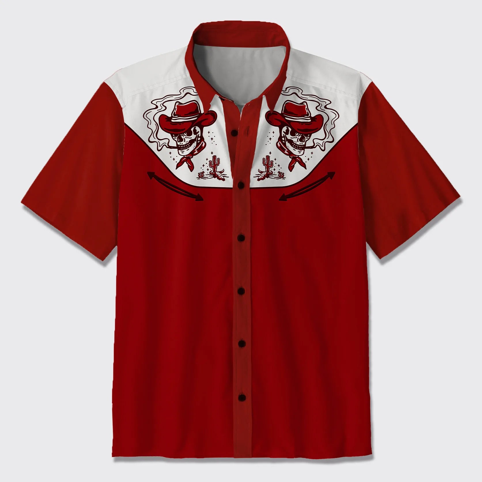 Skeleton Cowboy Smoking Button Up Shirts_2