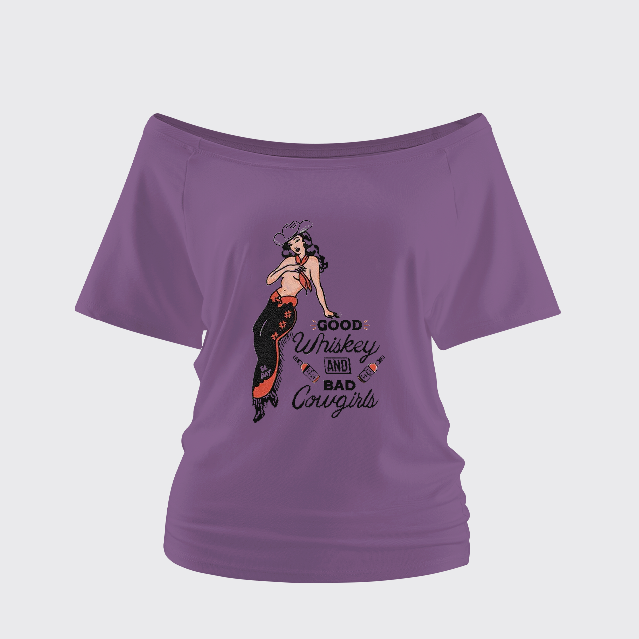 Good Whiskey And Bad Cowgirl Off Shoulder Top