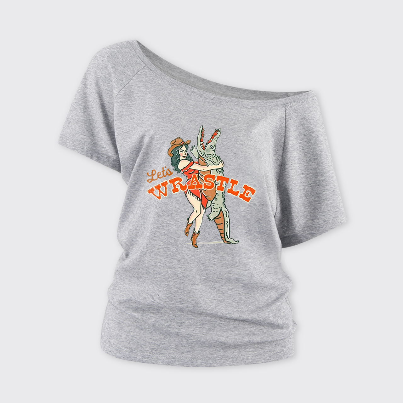 Let's Wrastle Cowgirl Power Off Shoulder Top