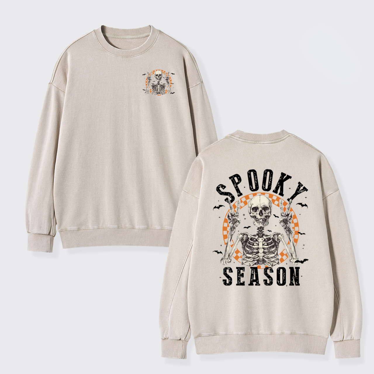 Fall Spooky Retro Halloween Washed Sweatshirts