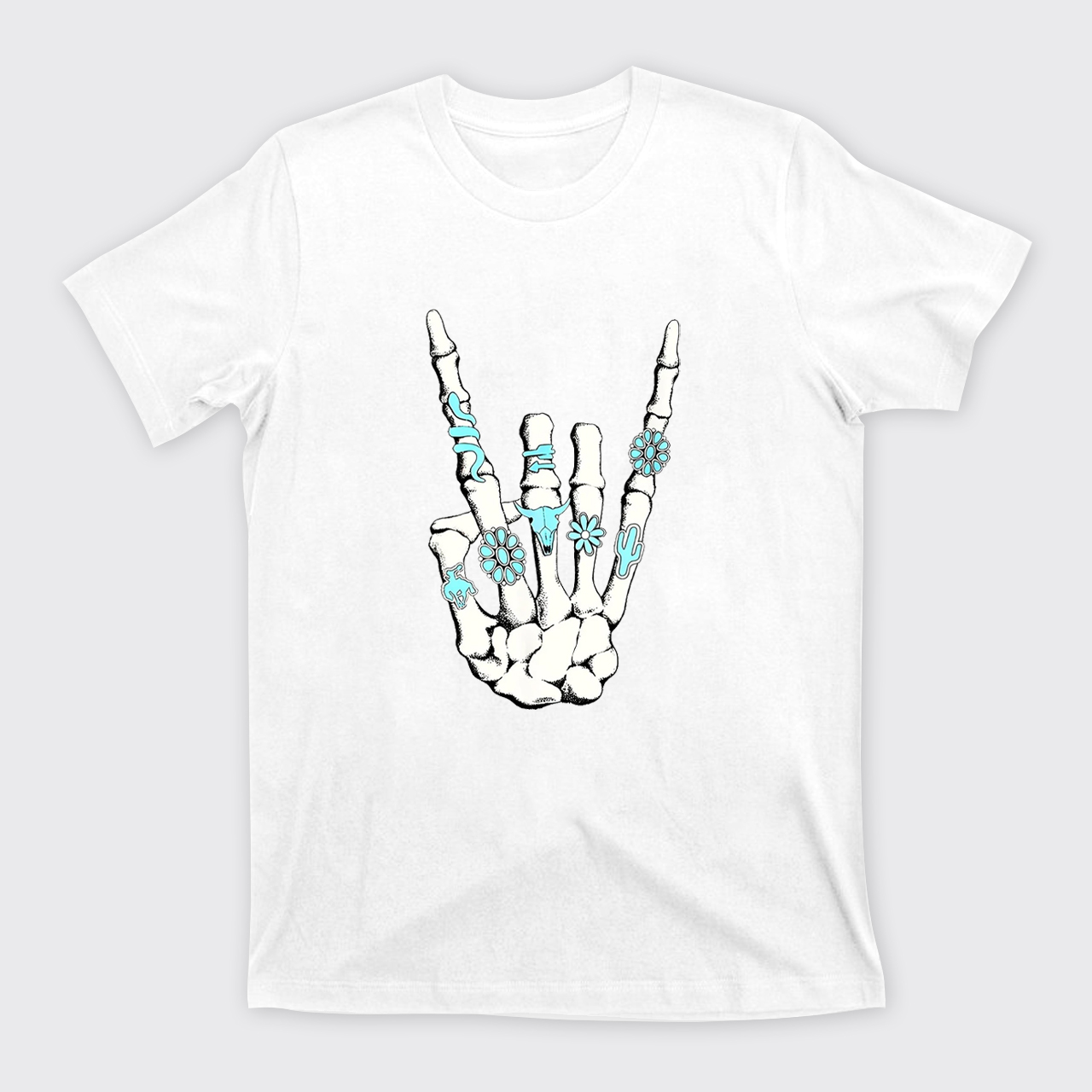 Western Rock On Skeleton T-Shirts