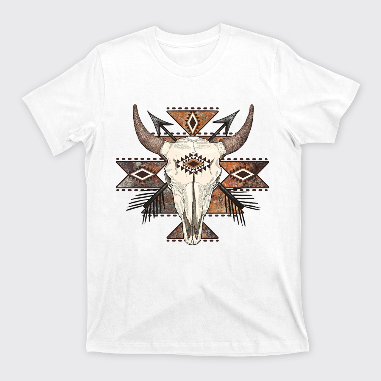 Rustic Aztec Cow Skull T-Shirts