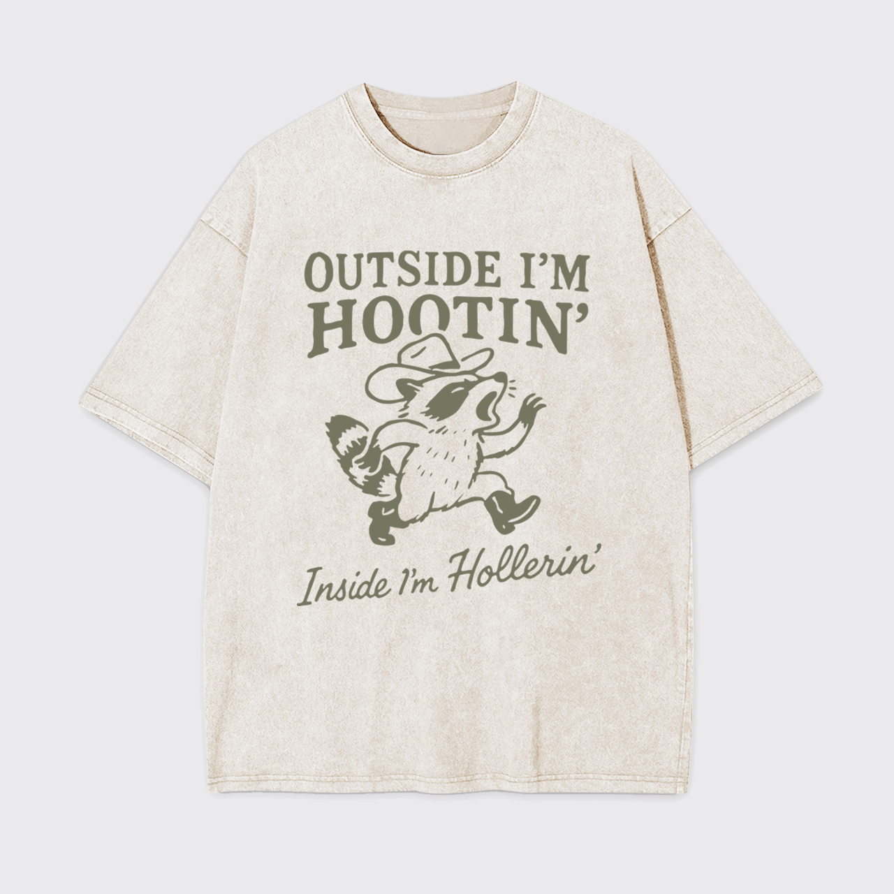 Trash Raccoon Outside I'm Hootin' Garment-dye Tees